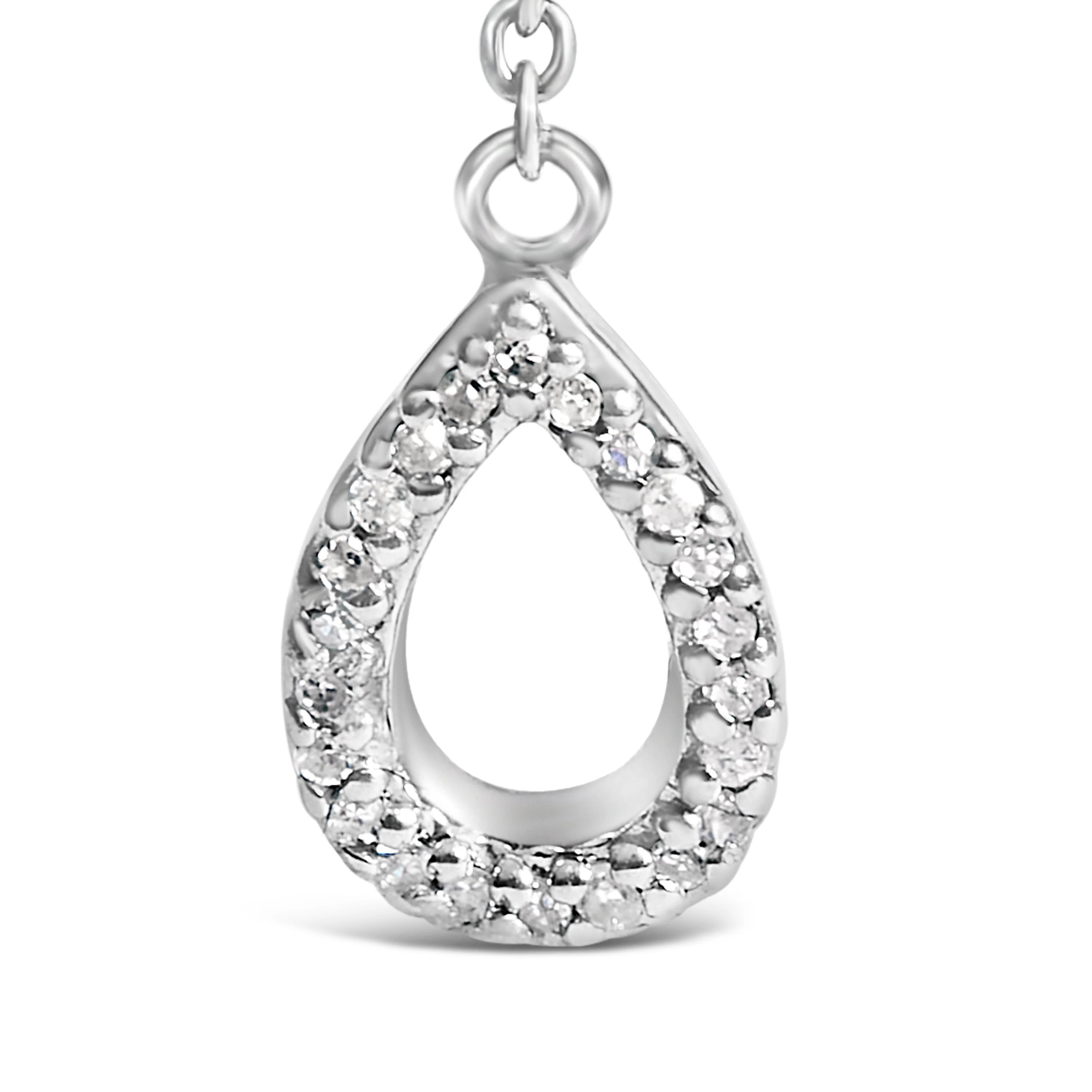 Sterling Silver Created Blue Sapphire and Diamond Accent Y Necklace - Image 3