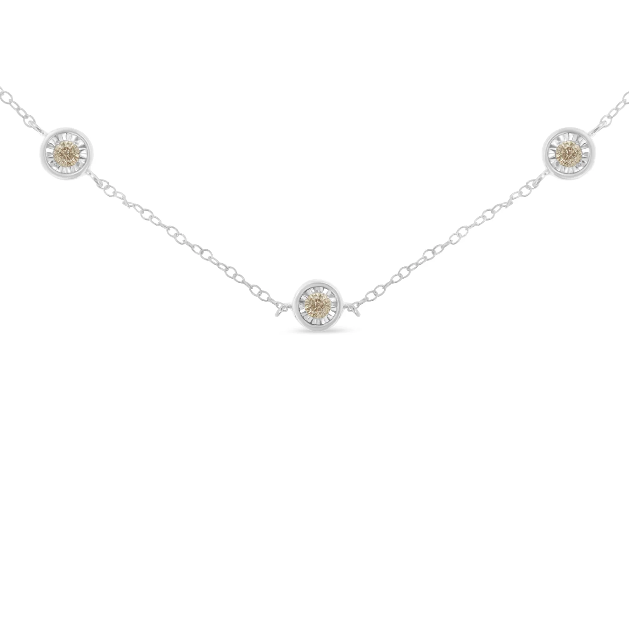 Sterling Silver Diamond Station Necklace (1/2 cttw, I-J Color, I1-I2 Clarity) - Image 3