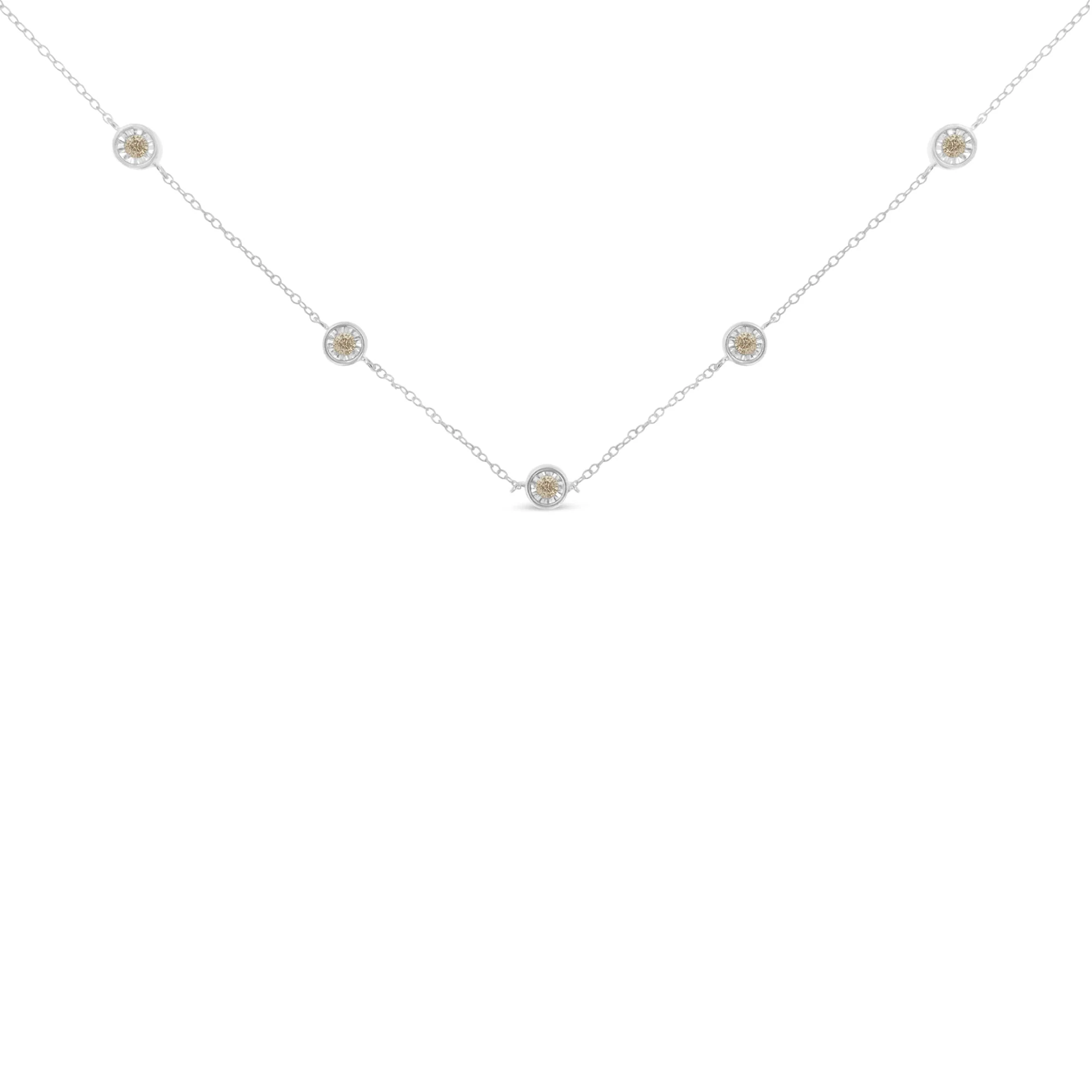Sterling Silver Diamond Station Necklace (1/2 cttw, I-J Color, I1-I2 Clarity) - Image 5