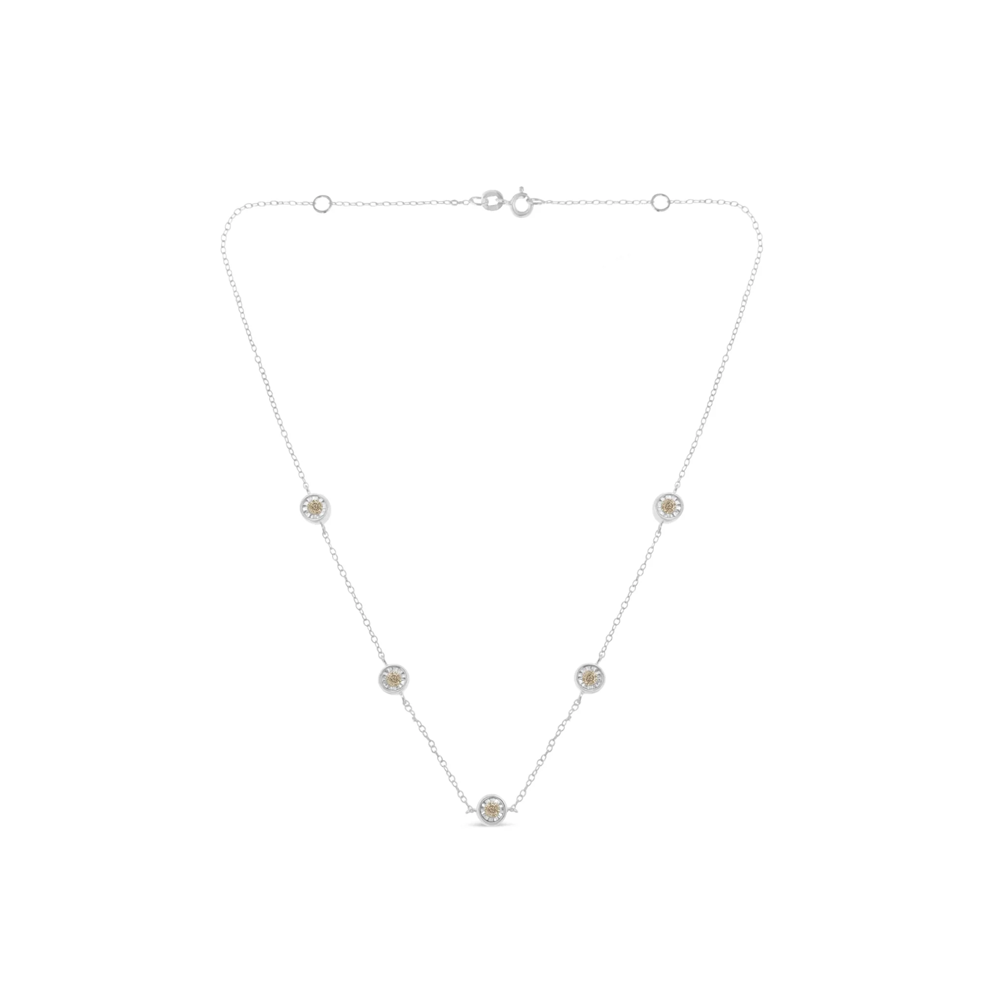 Sterling Silver Diamond Station Necklace (1/2 cttw, I-J Color, I1-I2 Clarity) - Image 7