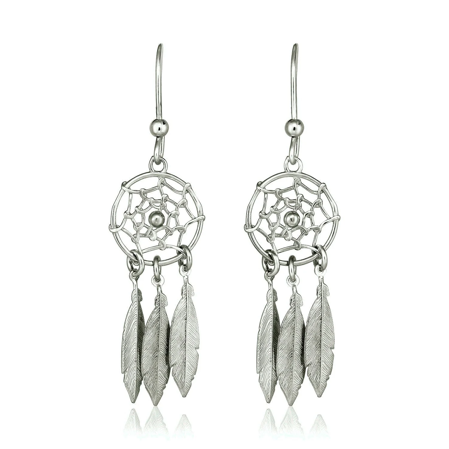 Sterling Silver Dream Catcher Dangle Earrings - Image 3