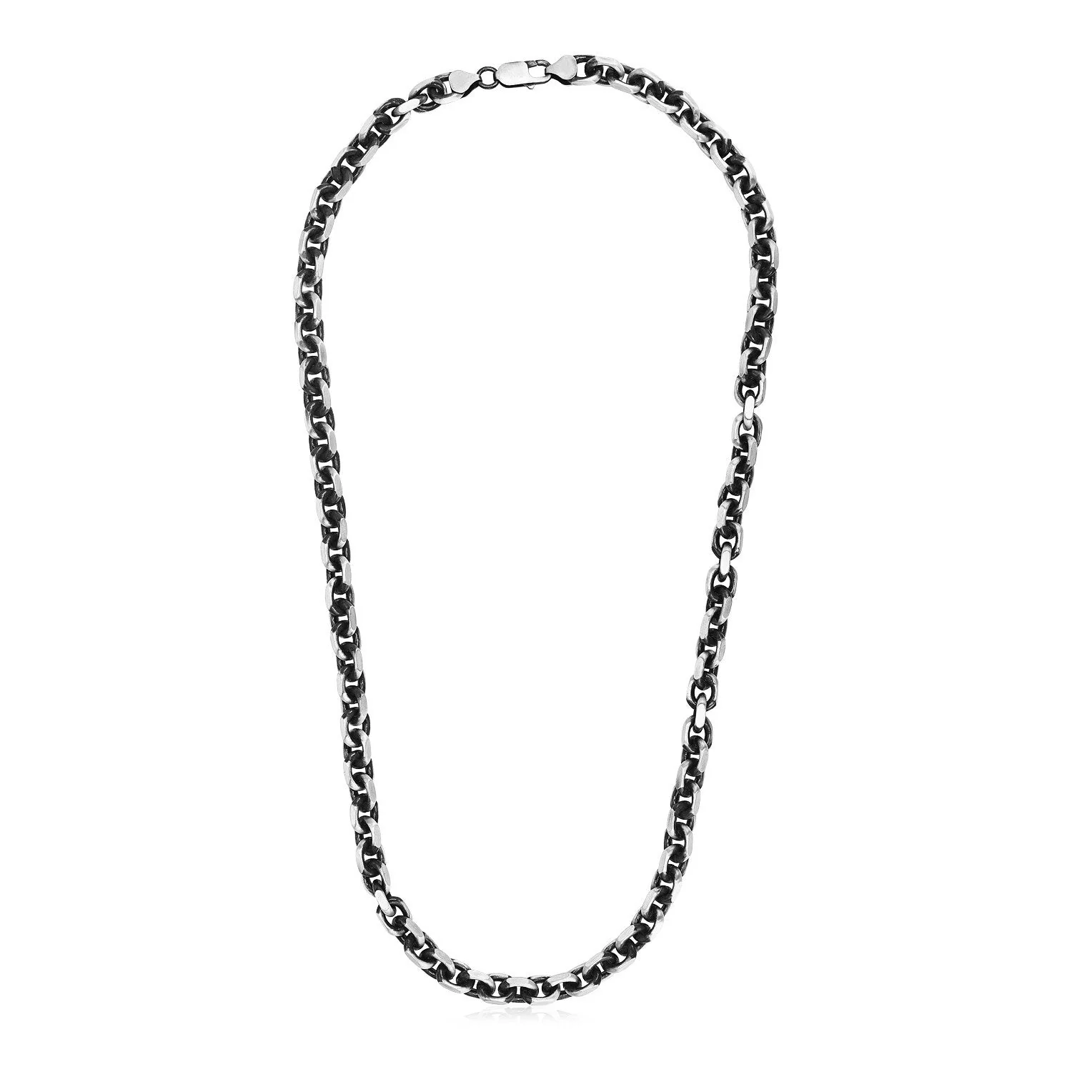 Sterling Silver Gunmetal Finish Oval Link Necklace - Image 3