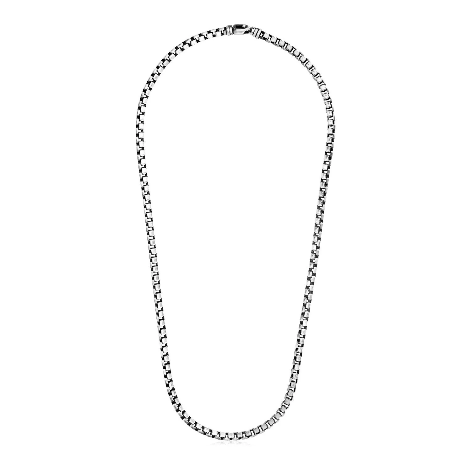 Sterling Silver Gunmetal Finish Round Box Chain Necklace - Image 3
