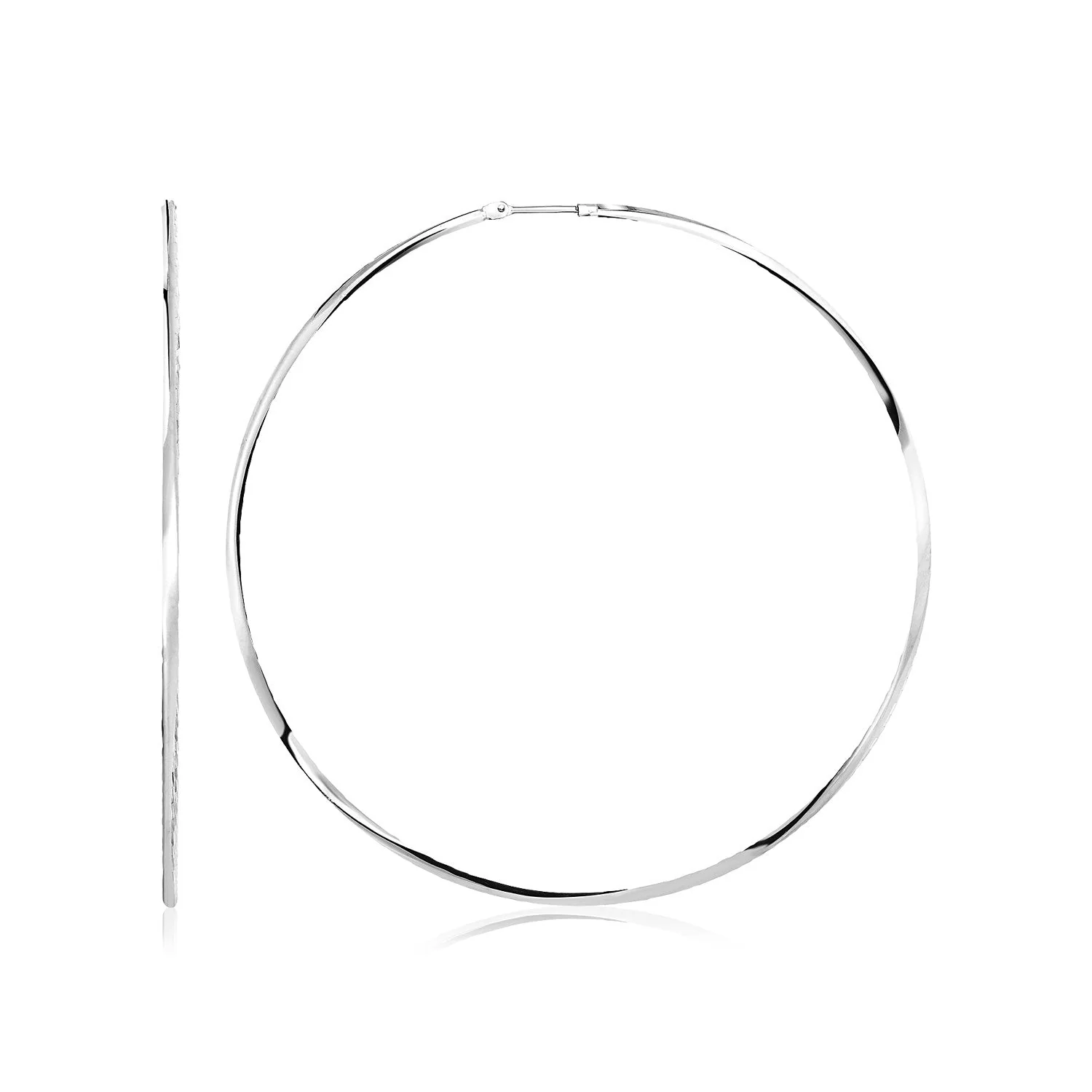 Sterling Silver Large Polished Round Hoop Earrings - Image 2