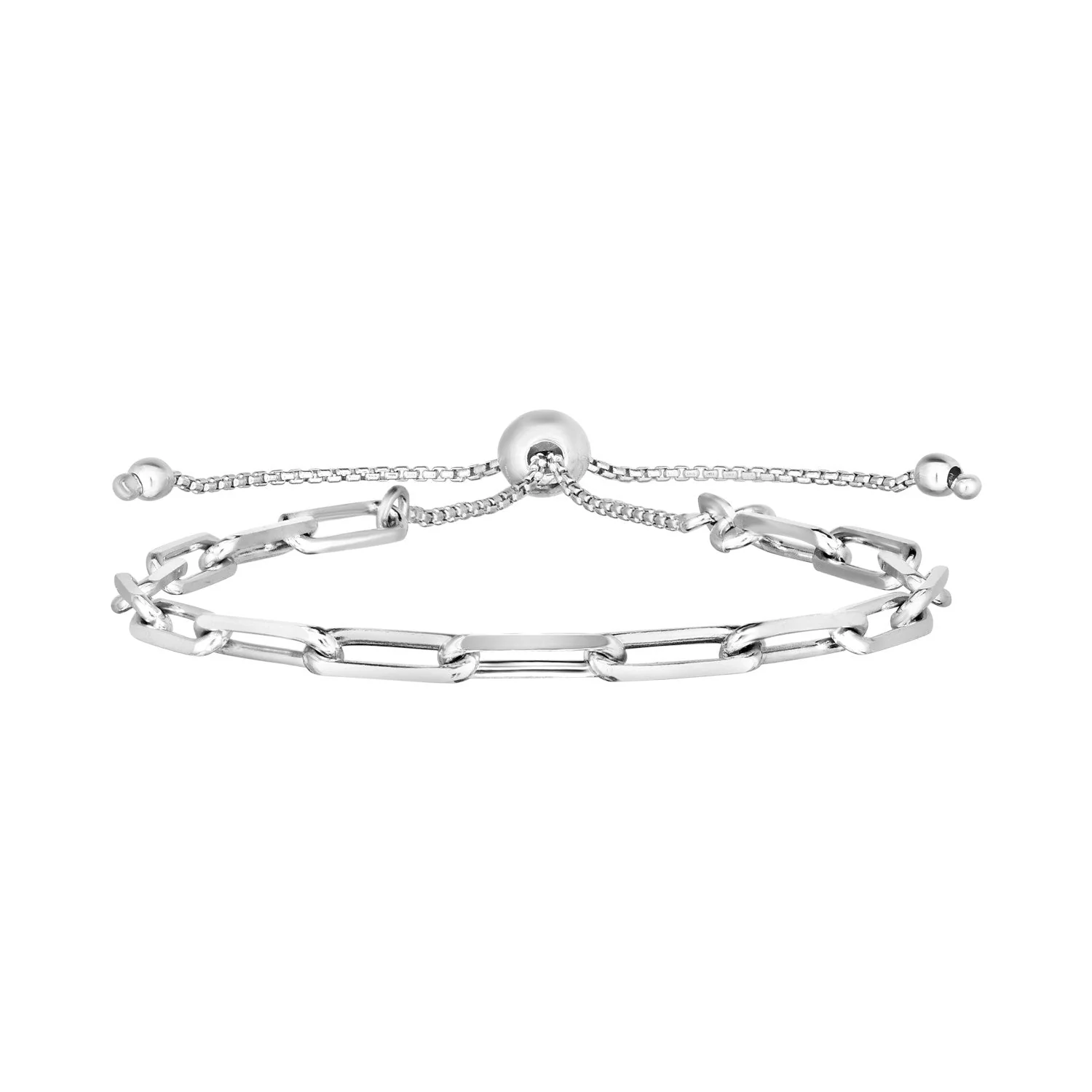 Sterling Silver Paperclip Chain Adjustable Bracelet - Image 3
