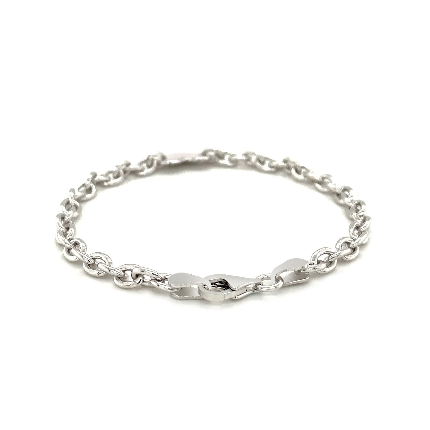Sterling Silver Rhodium Plated Chain Bracelet with a Flat Heart Station - Image 8