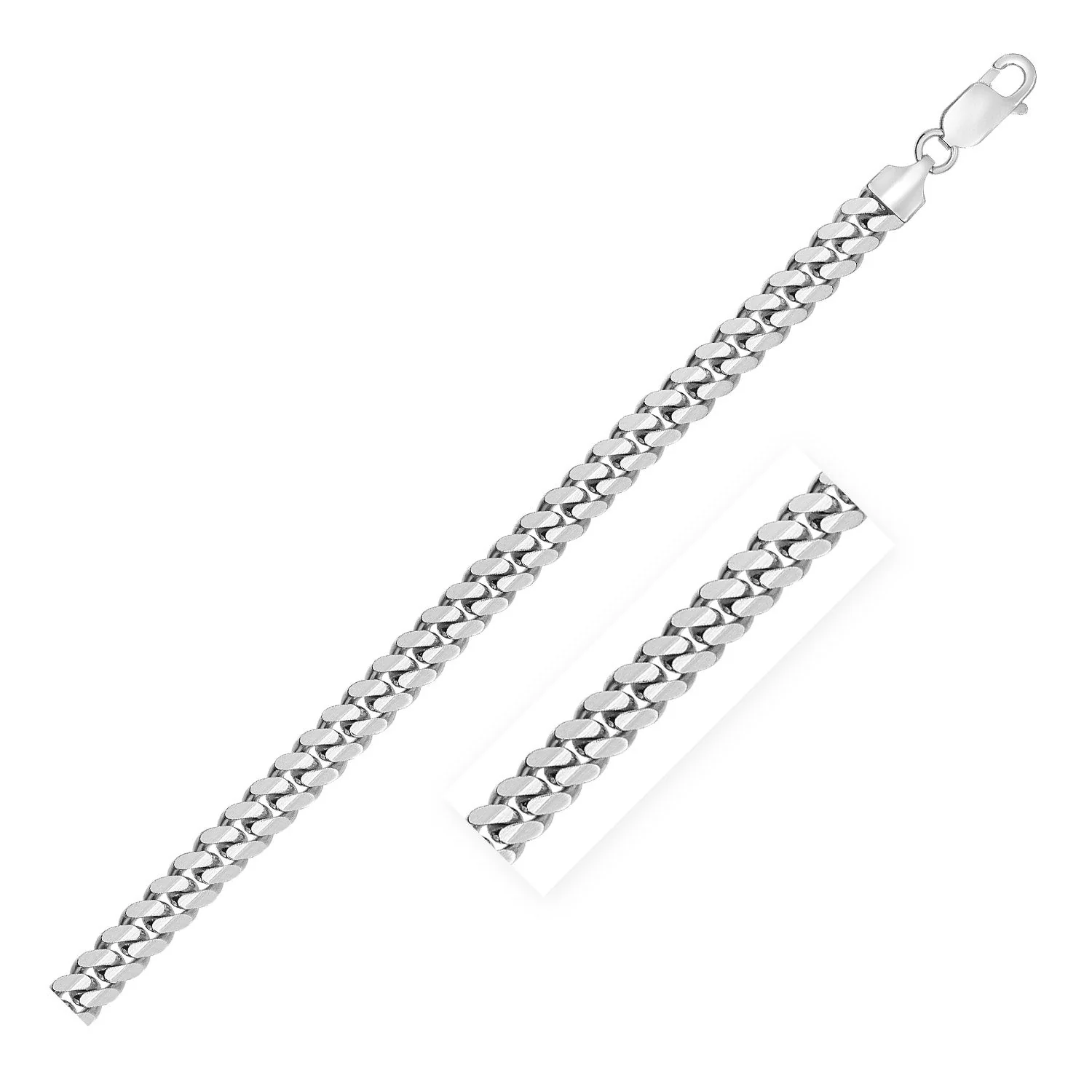 Sterling Silver Rhodium Plated Miami Cuban Chain 6.2mm - Image 3