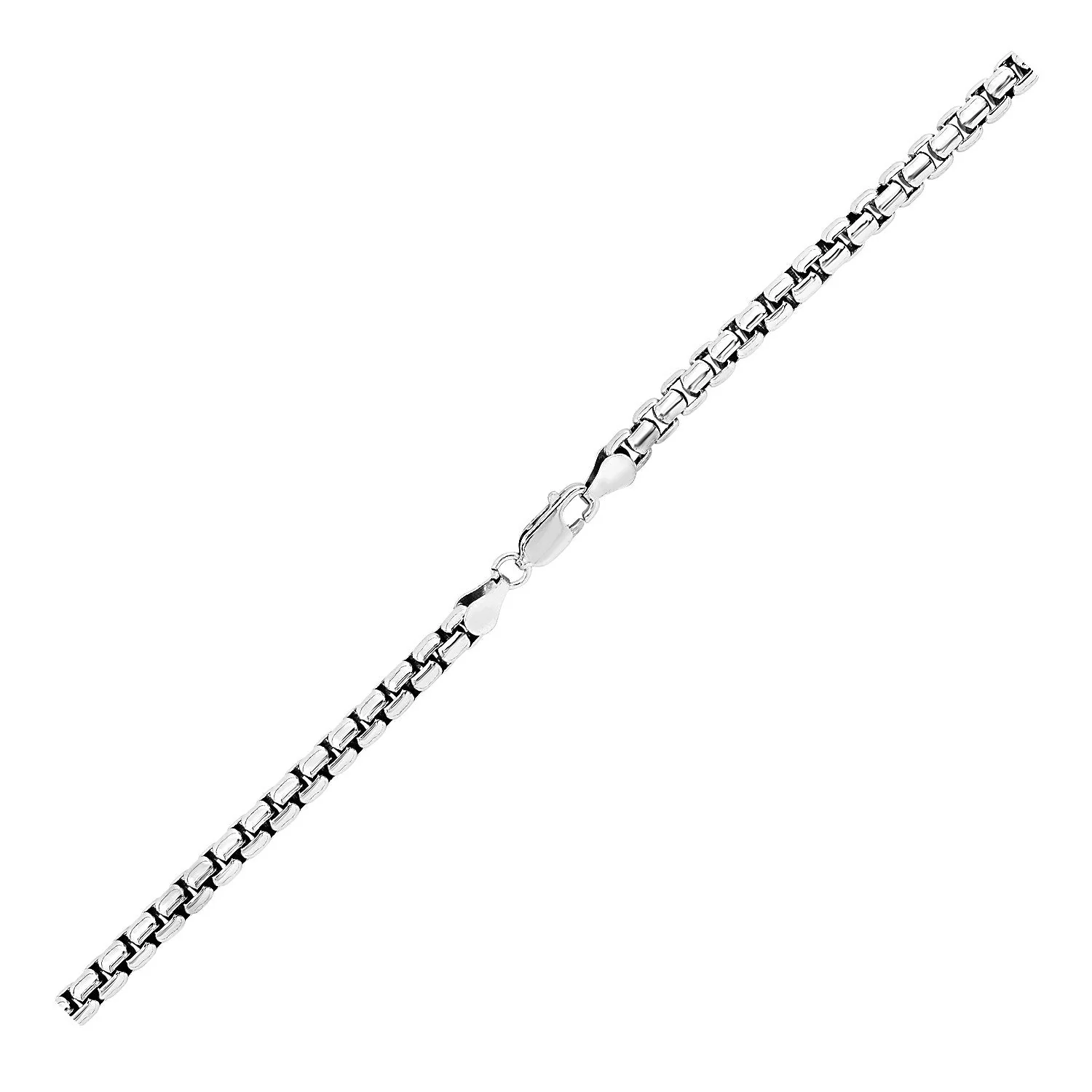 Sterling Silver Rhodium Plated Round Box Bracelet (5.2 mm) - Image 5