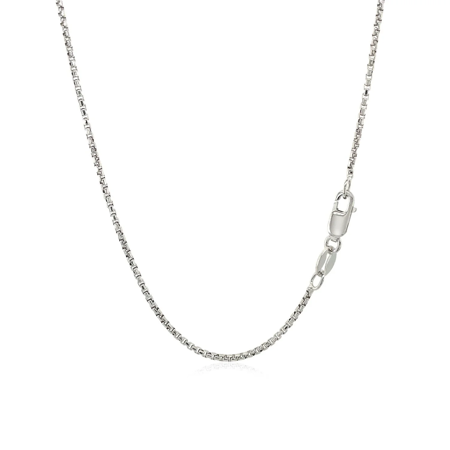 Sterling Silver Rhodium Plated Round Box Chain 1.3mm - Image 7