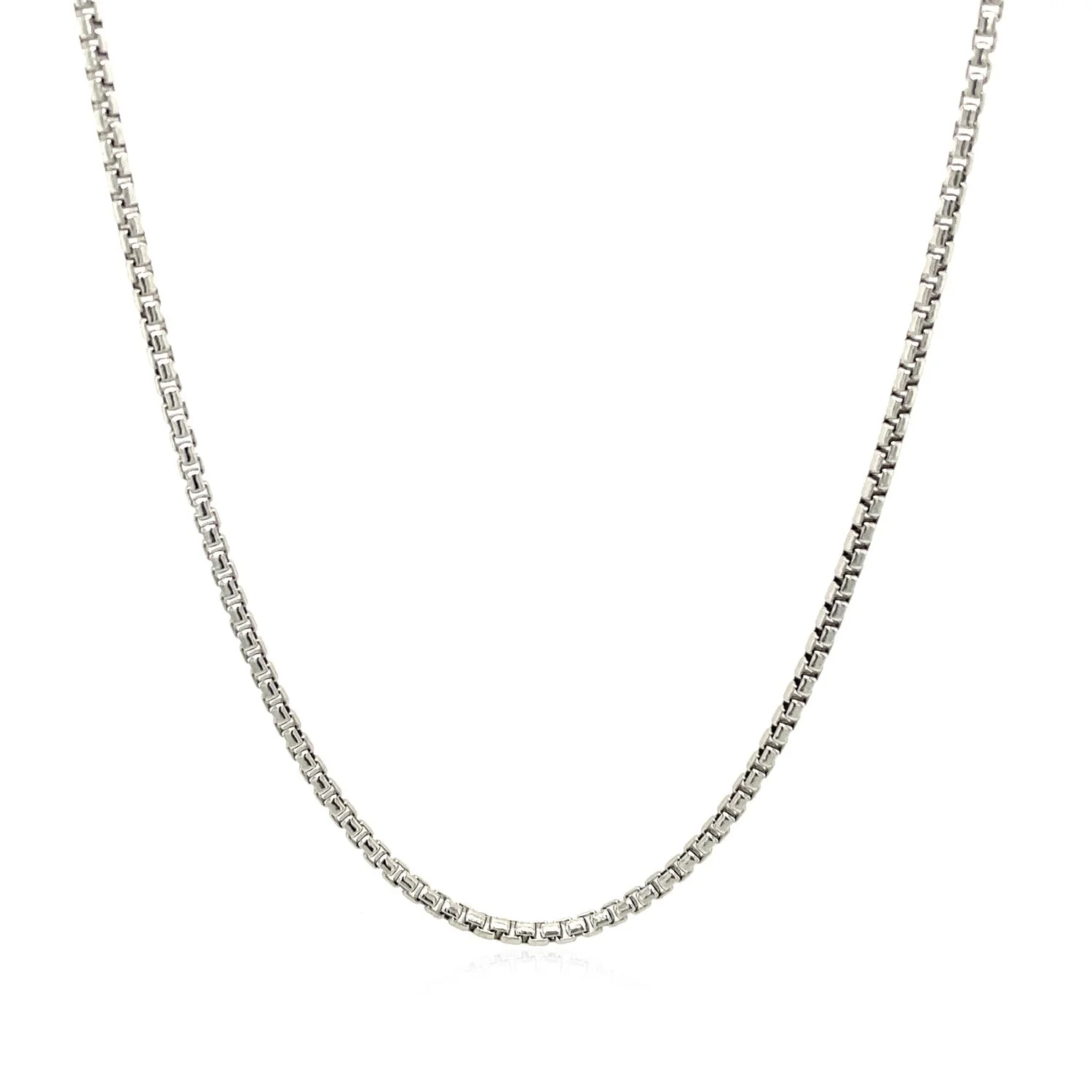 Sterling Silver Rhodium Plated Round Box Chain 1.5mm - Image 6