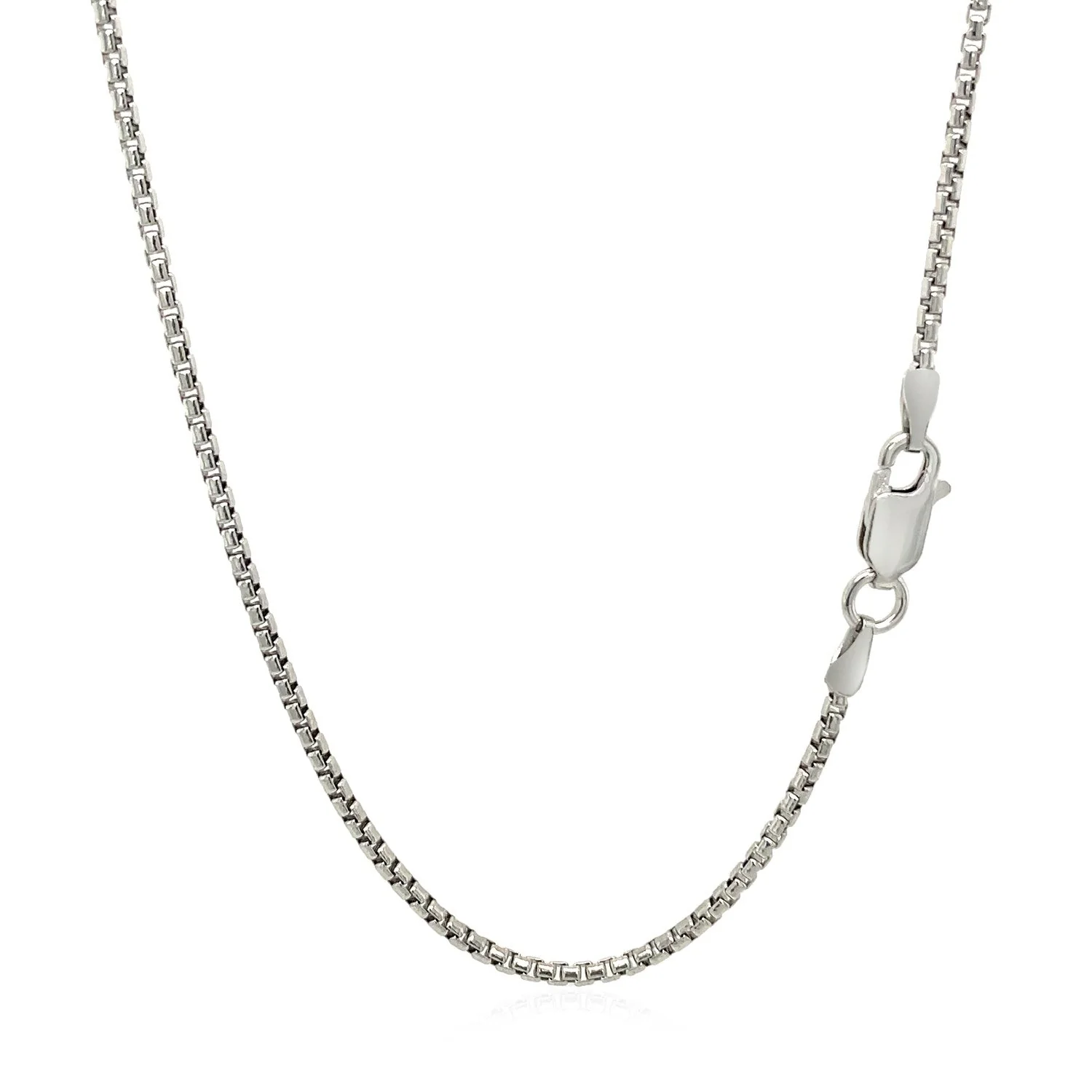 Sterling Silver Rhodium Plated Round Box Chain 1.5mm - Image 7