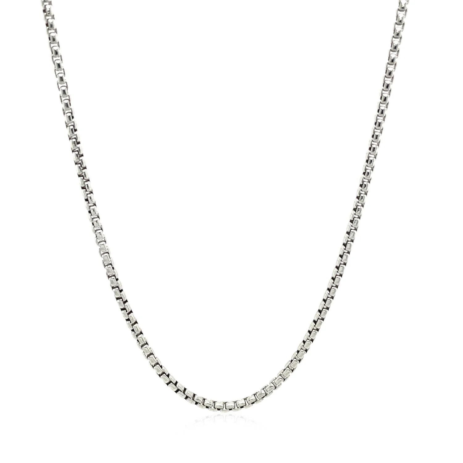 Sterling Silver Rhodium Plated Round Box Chain 1.8mm - Image 6