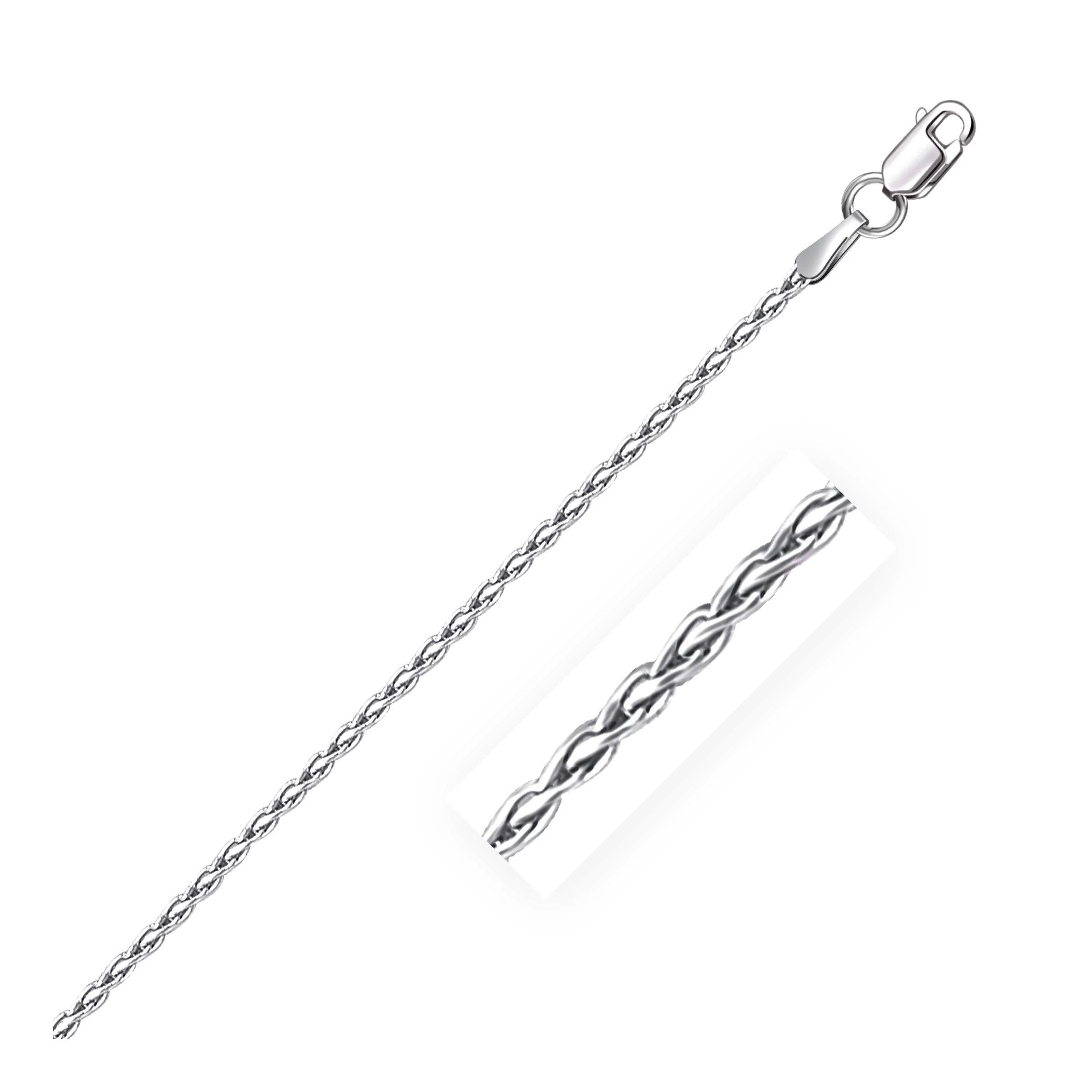 Sterling Silver Rhodium Plated Wheat Chain 1.5mm - Image 4