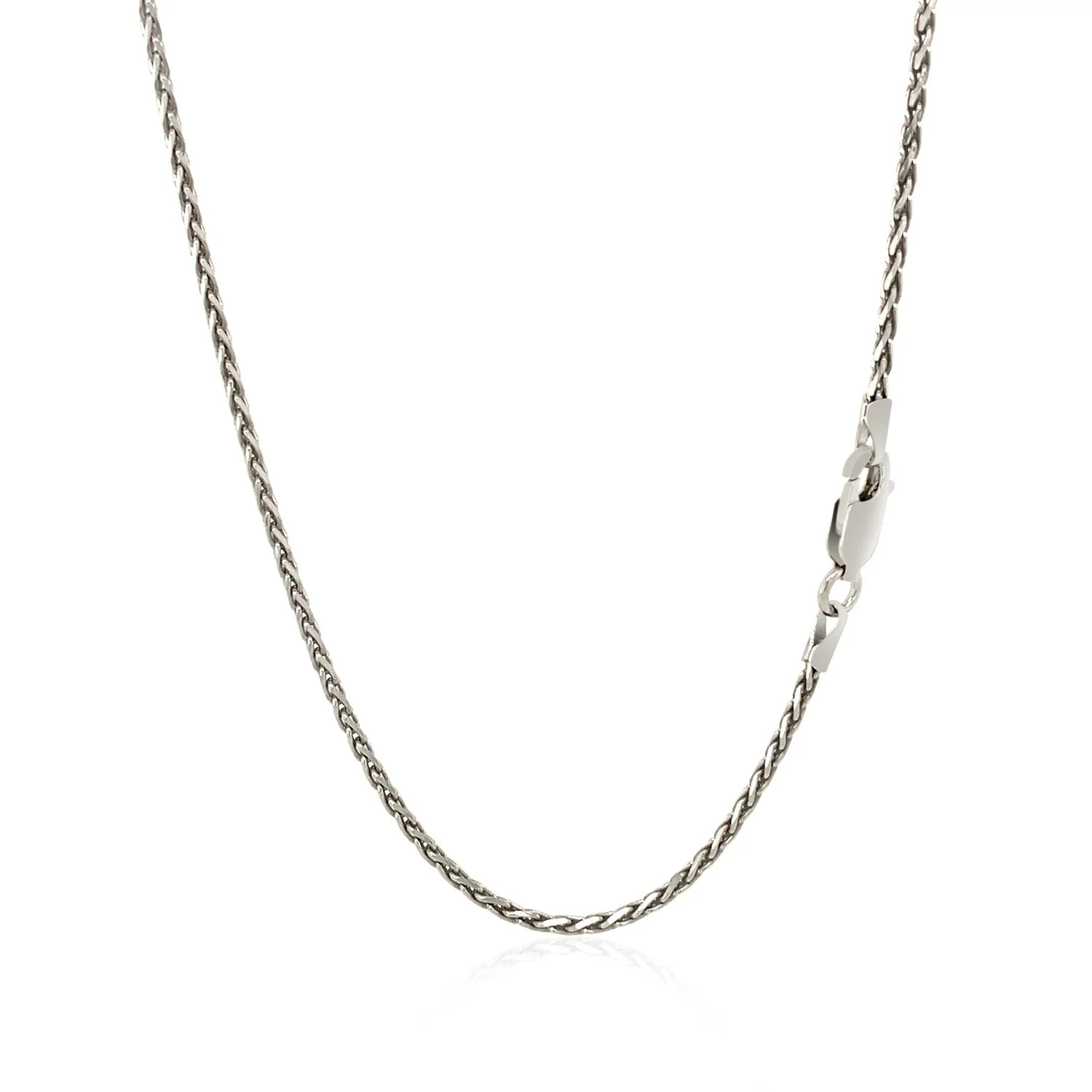 Sterling Silver Rhodium Plated Wheat Chain 1.5mm - Image 6