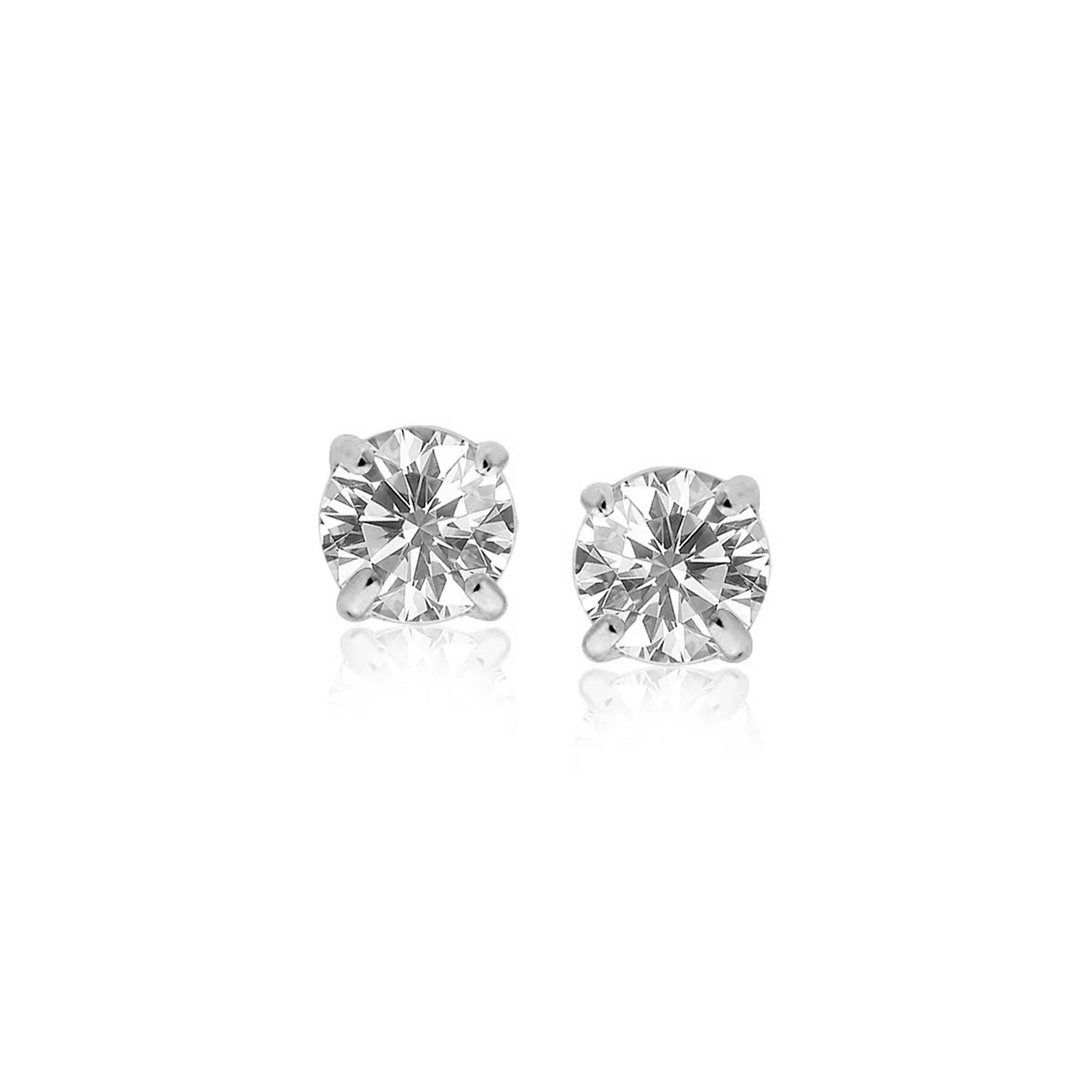 Sterling Silver Stud Earrings with White Hue Faceted Cubic Zirconia - Image 5