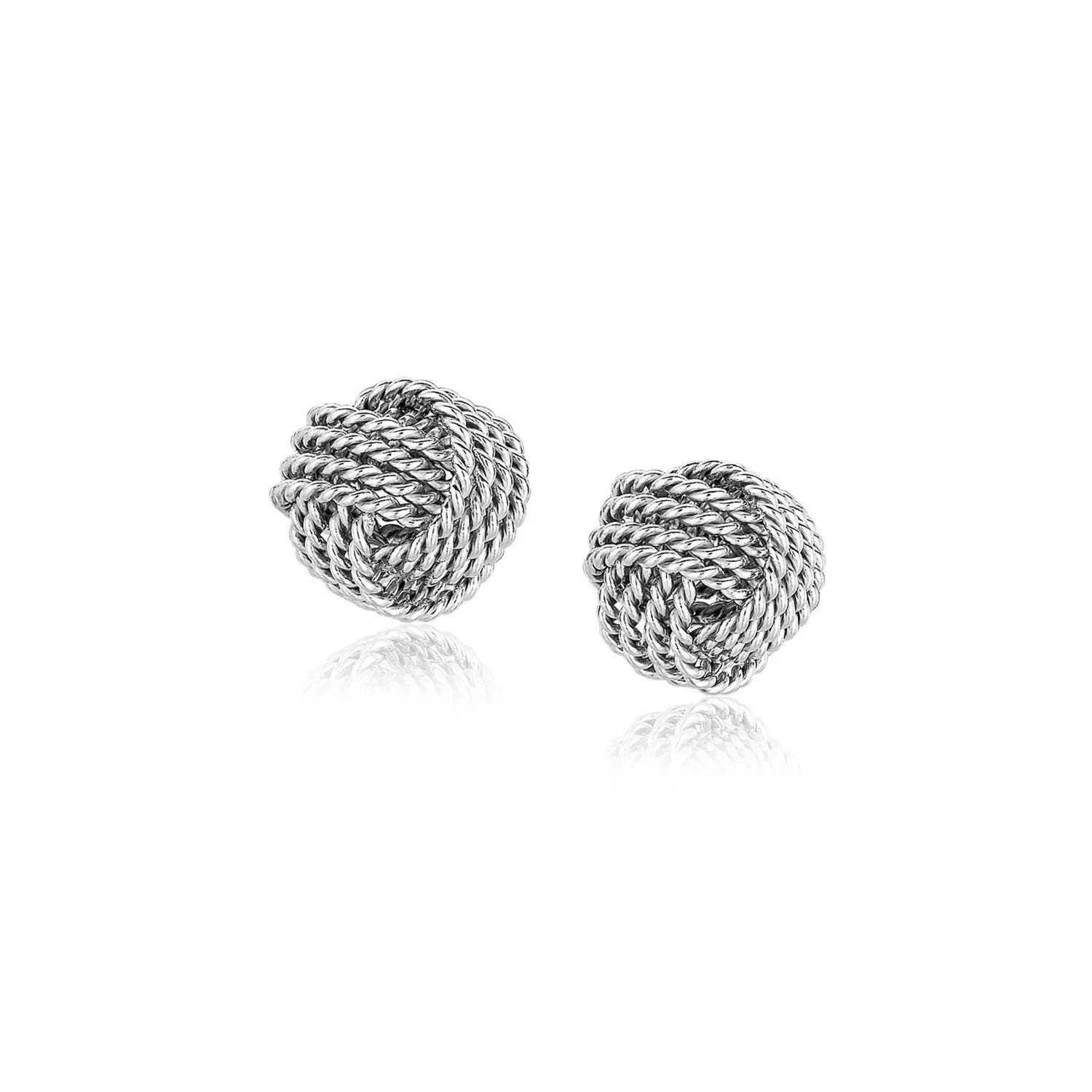 Sterling Silver Textured Love Knot Stud Style Earrings - Image 4