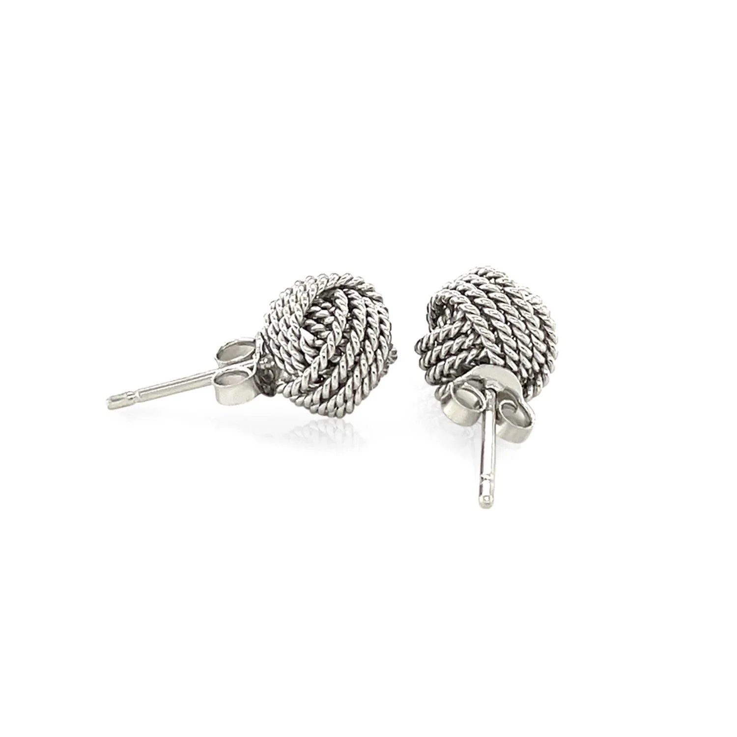 Sterling Silver Textured Love Knot Stud Style Earrings - Image 6
