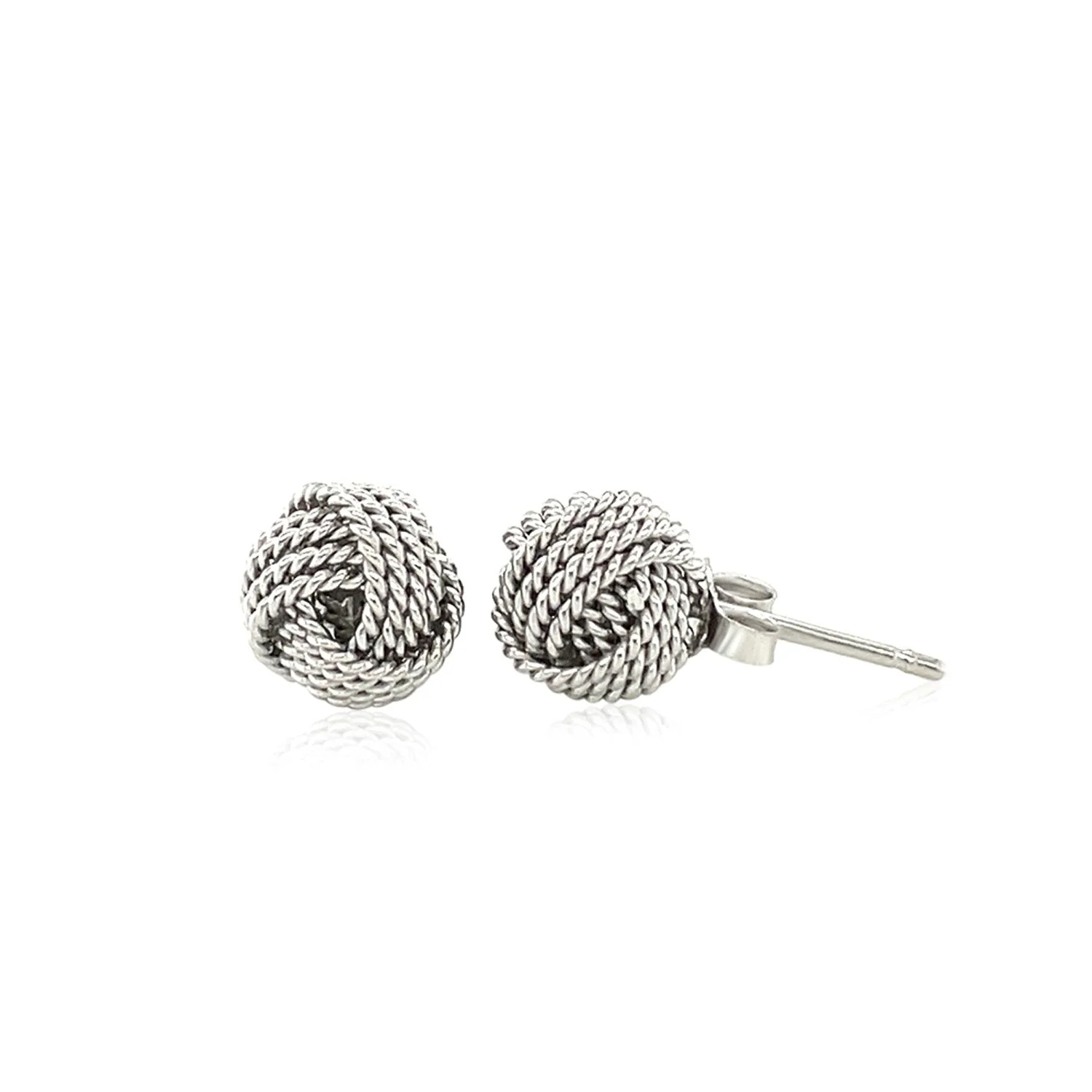 Sterling Silver Textured Love Knot Stud Style Earrings - Image 7