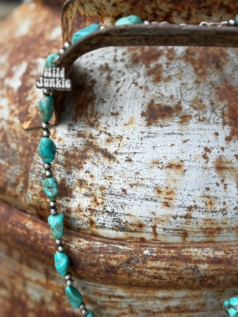 Sterling Silver Turquoise Nugget Beaded Necklace - Image 3