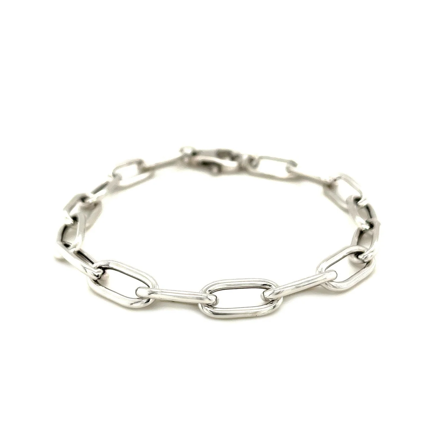 Sterling Silver Wide Paperclip Chain Bracelet - Image 4