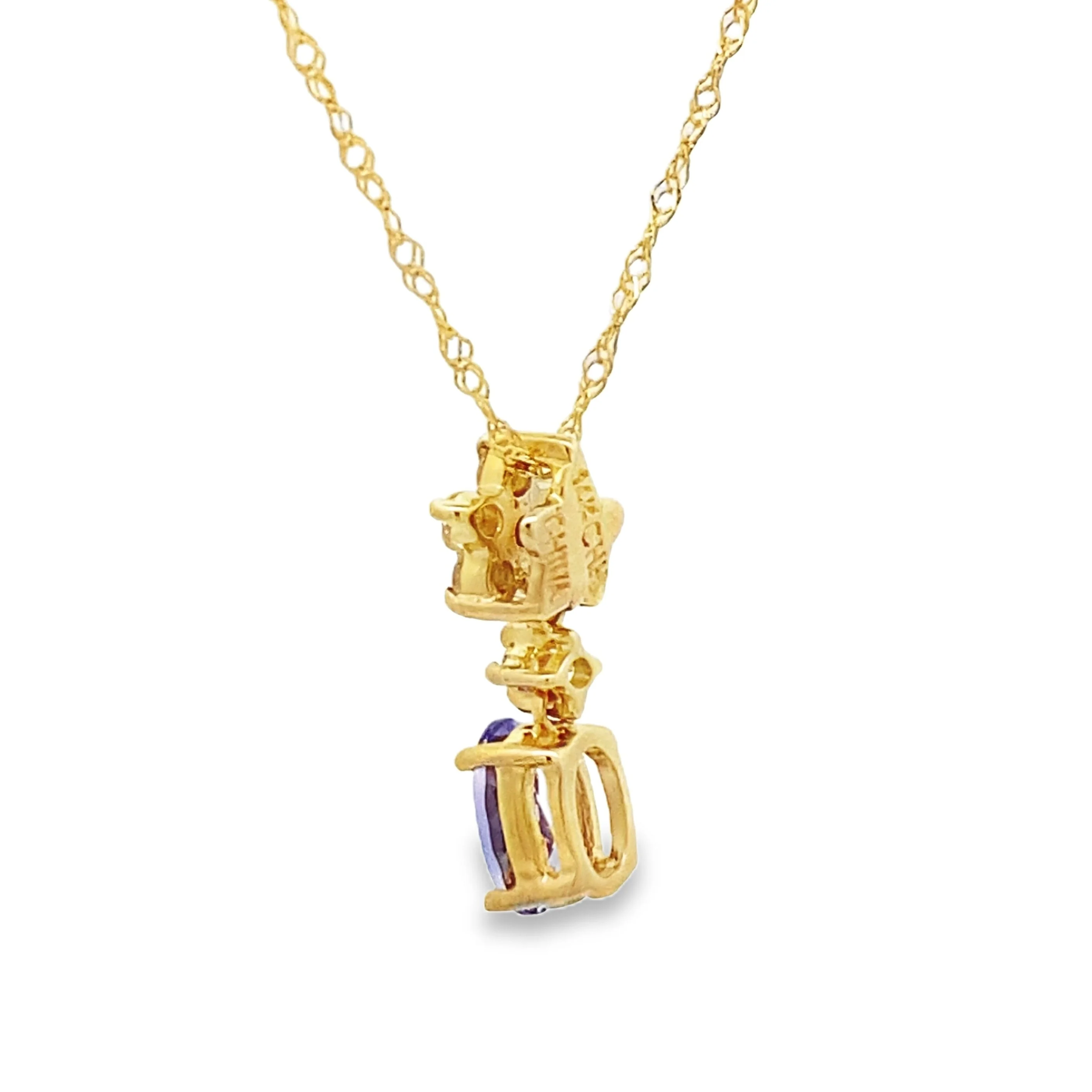 Tanzanite Diamond Fashion Pendants 14KT Yellow Gold - Image 2
