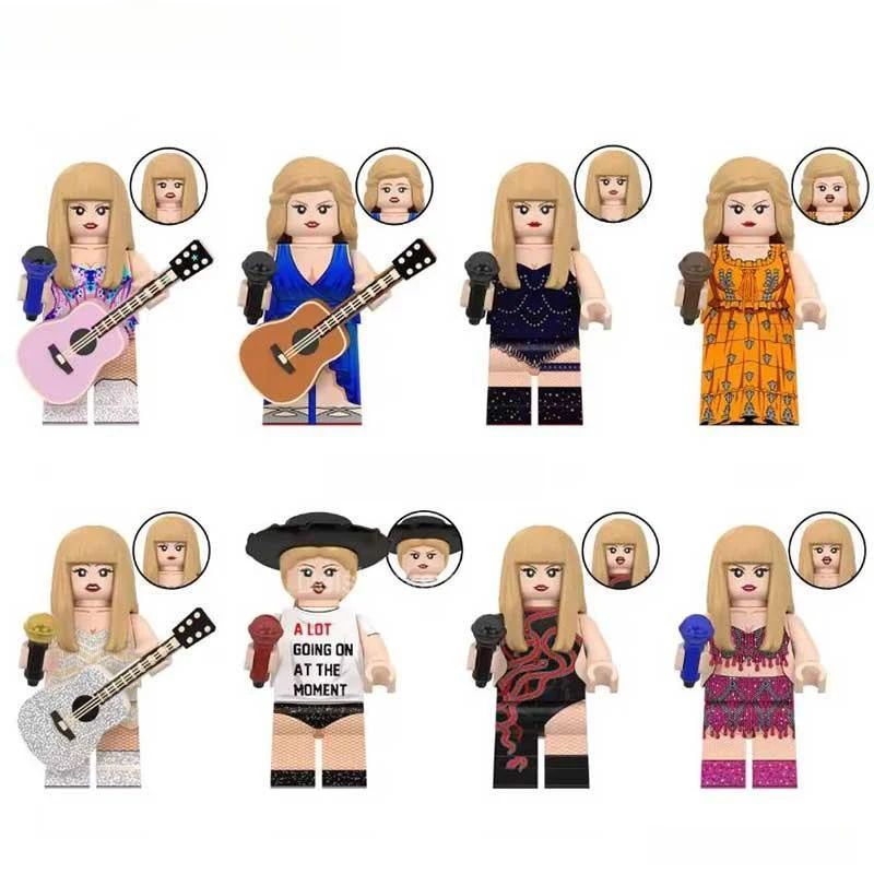 Taylor Swift Set of 8 Lego Minifigures Custom Music Toys Eras Tour Set 2