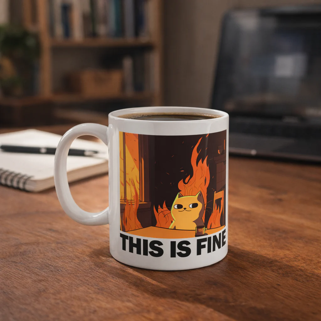This Is Fine Cat Mug - Image 2