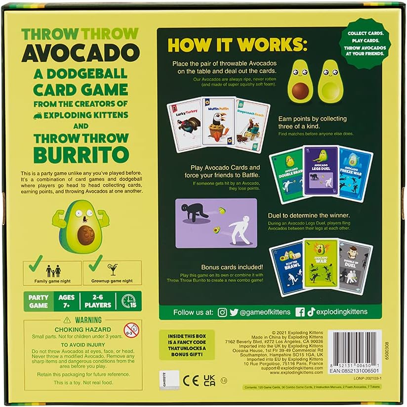 Throw Avocado by Exploding Kittens - A Dodgeball Card Sequel and Expansion Set - Family-Friendly Party Games for Adults, Teens & Kids - 2-6 Players - Image 2