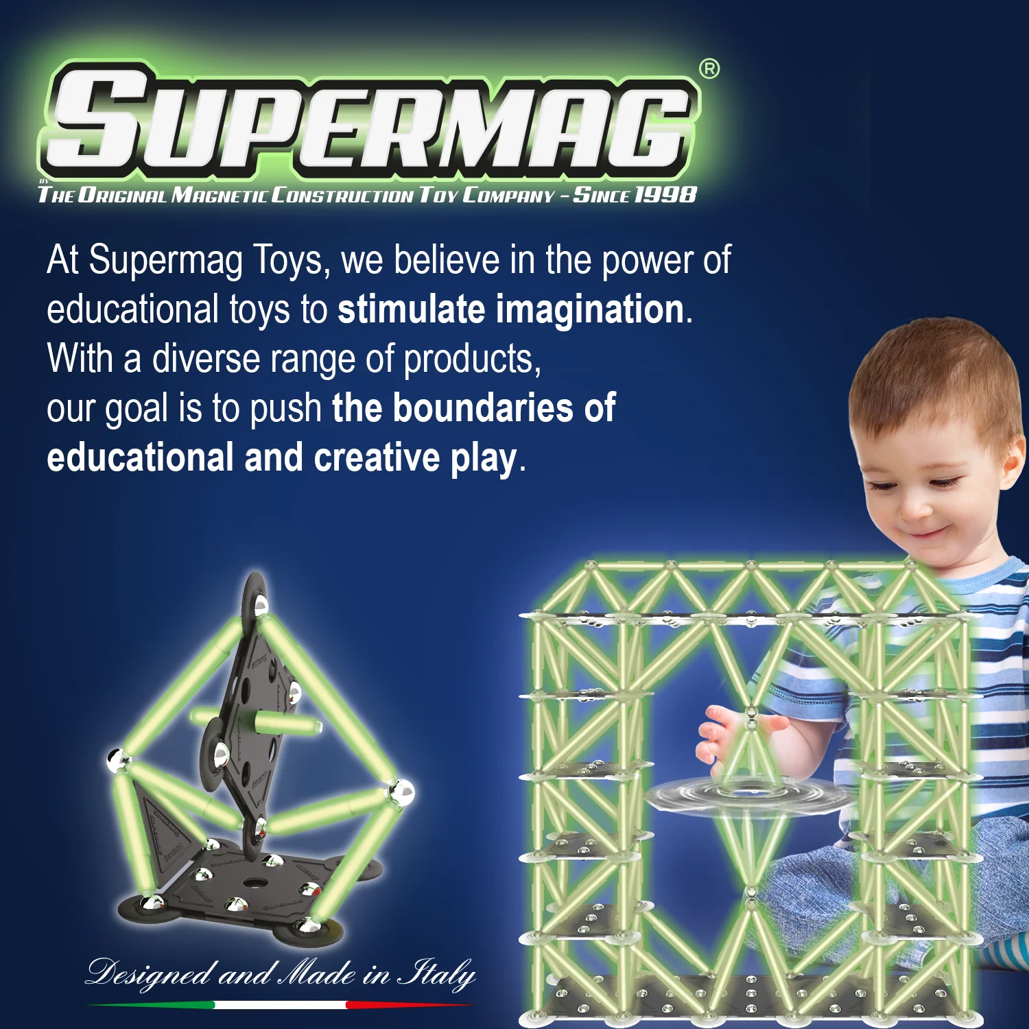 Tinamiri Supermag - Glow 45 - Magnetic Building Set, Educational construction fun, 45 piece set, Magnet Toys, 0666 - Image 10