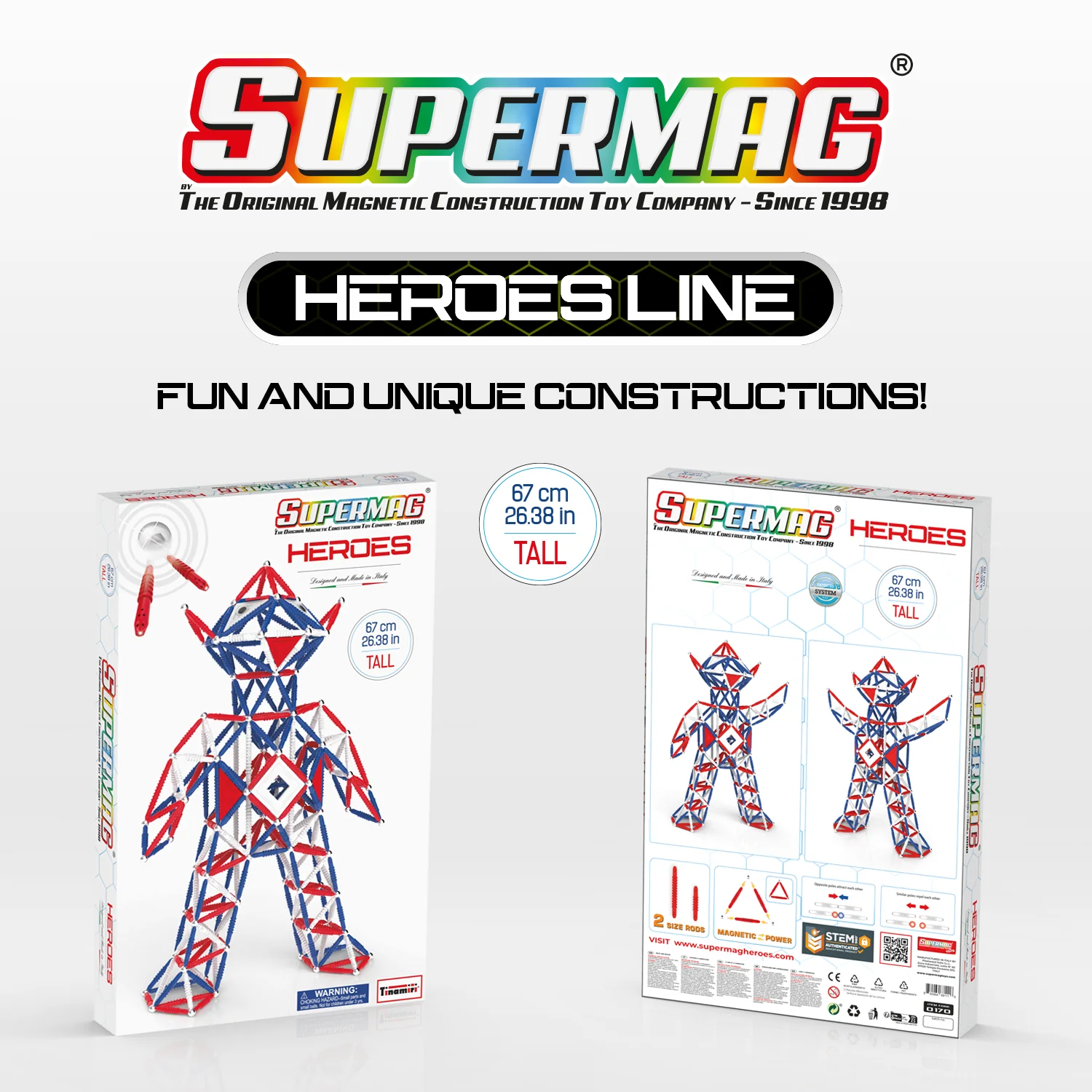 Tinamiri Supermag - Heroes Baby 460 - Magnetic Building Set, Educational construction fun, 460 piece set, Magnet Toys, 0170 - Image 6