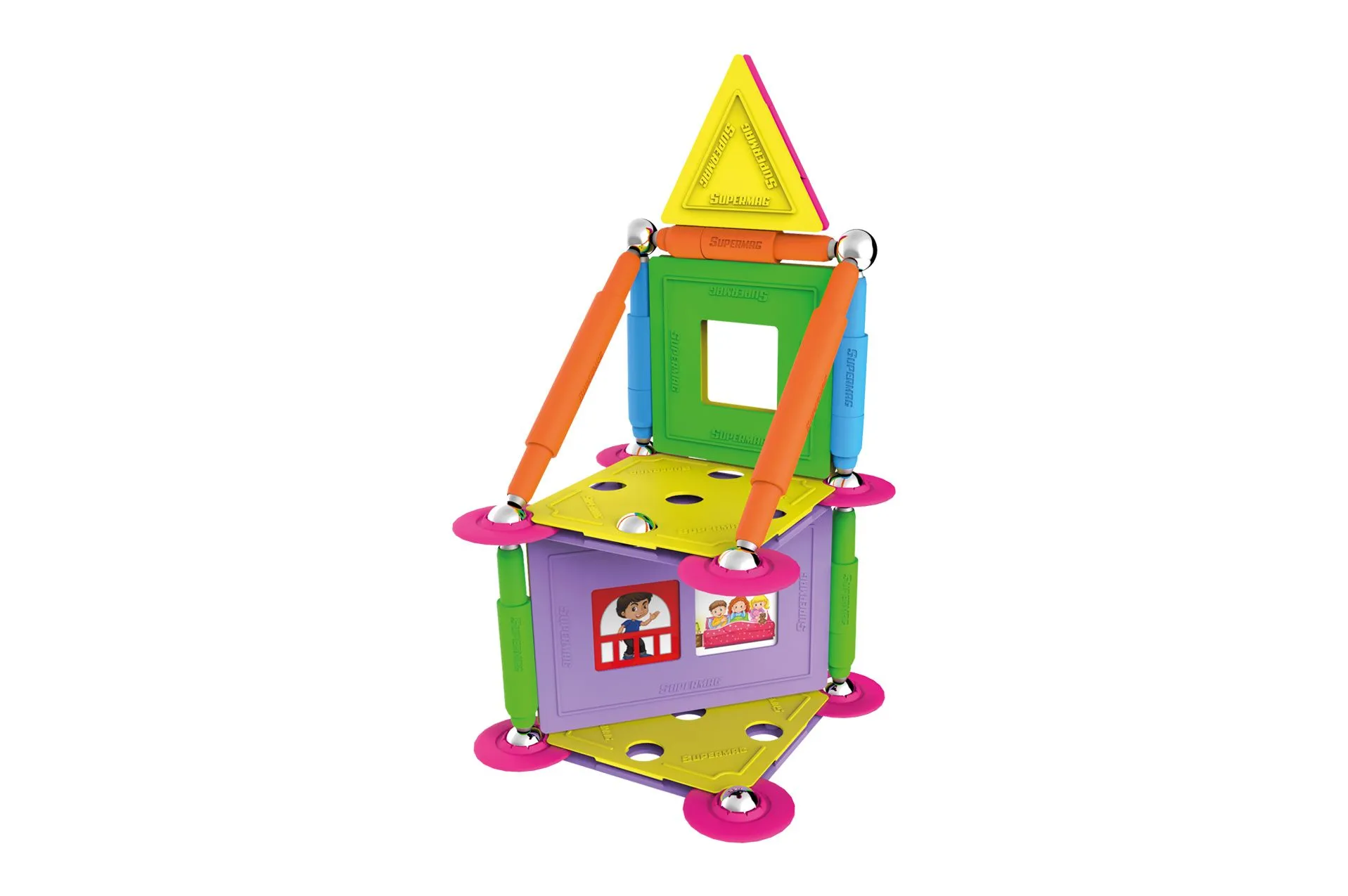 Tinamiri Supermag - House 55 - Magnetic Building Set, Educational construction fun, 55 piece set, Magnet Toys, 0663 - Image 5