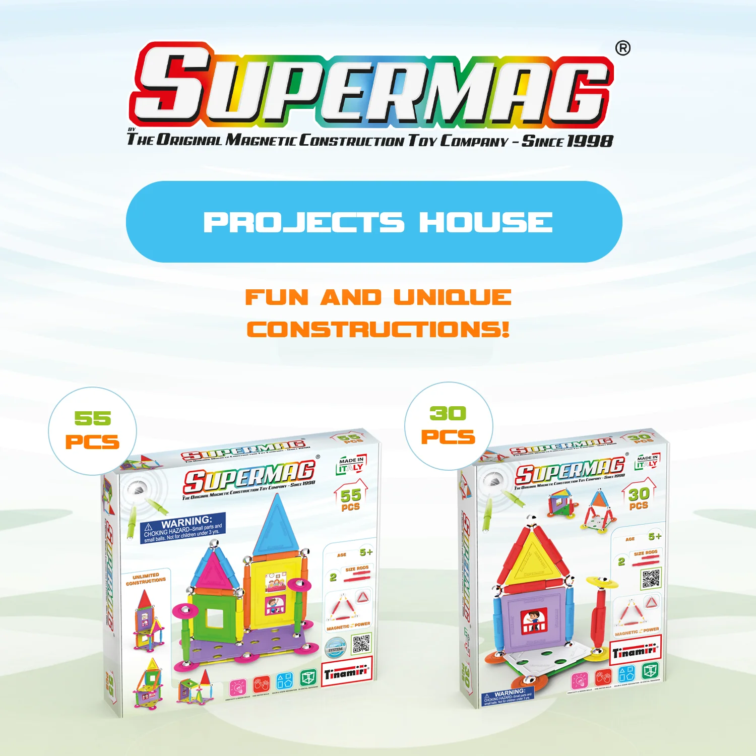 Tinamiri Supermag - House 55 - Magnetic Building Set, Educational construction fun, 55 piece set, Magnet Toys, 0663 - Image 8