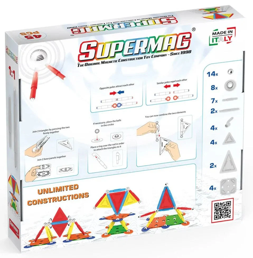 Tinamiri Supermag - Multicolor 45 - Magnetic Building Set, Educational construction fun, 45 piece set, Magnet Toys, 0651 - Image 2