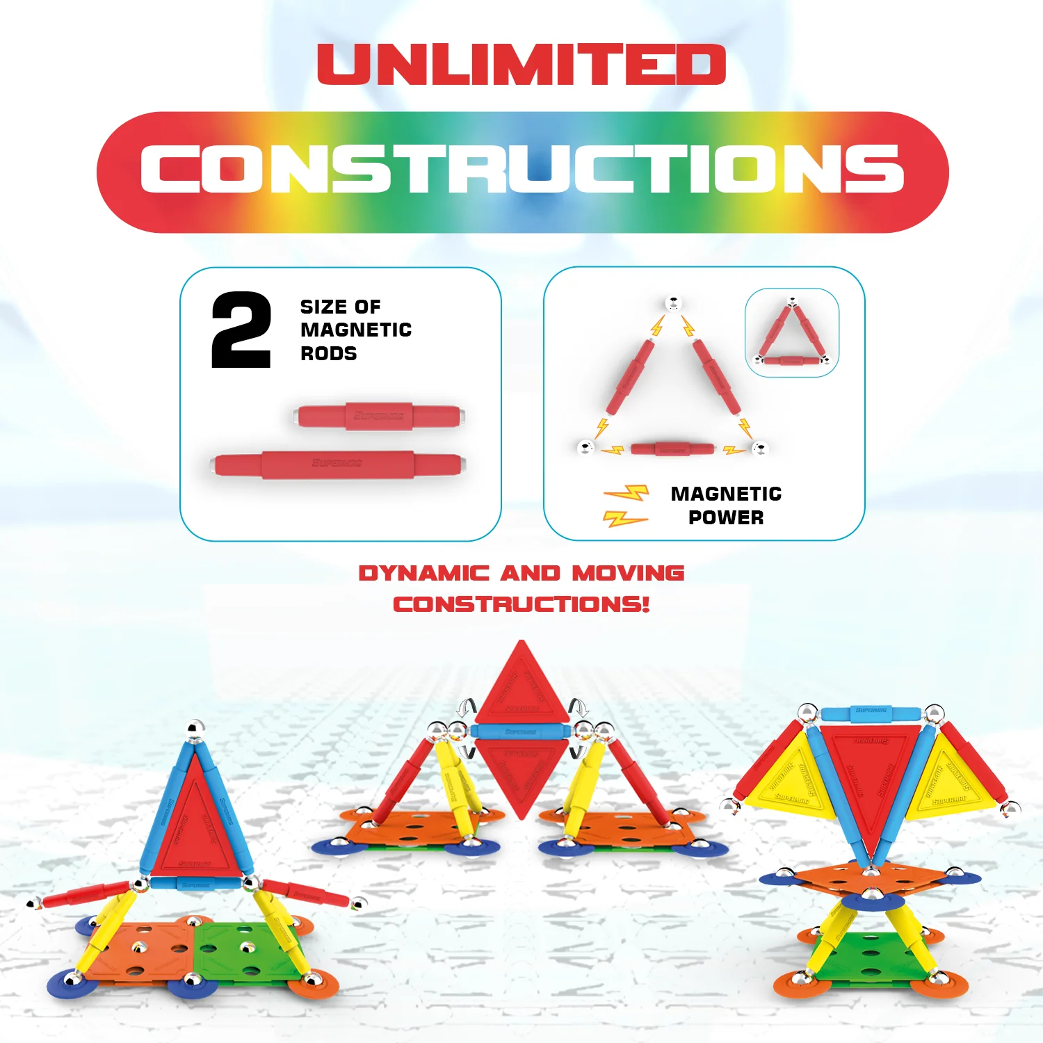 Tinamiri Supermag - Multicolor 45 - Magnetic Building Set, Educational construction fun, 45 piece set, Magnet Toys, 0651 - Image 4