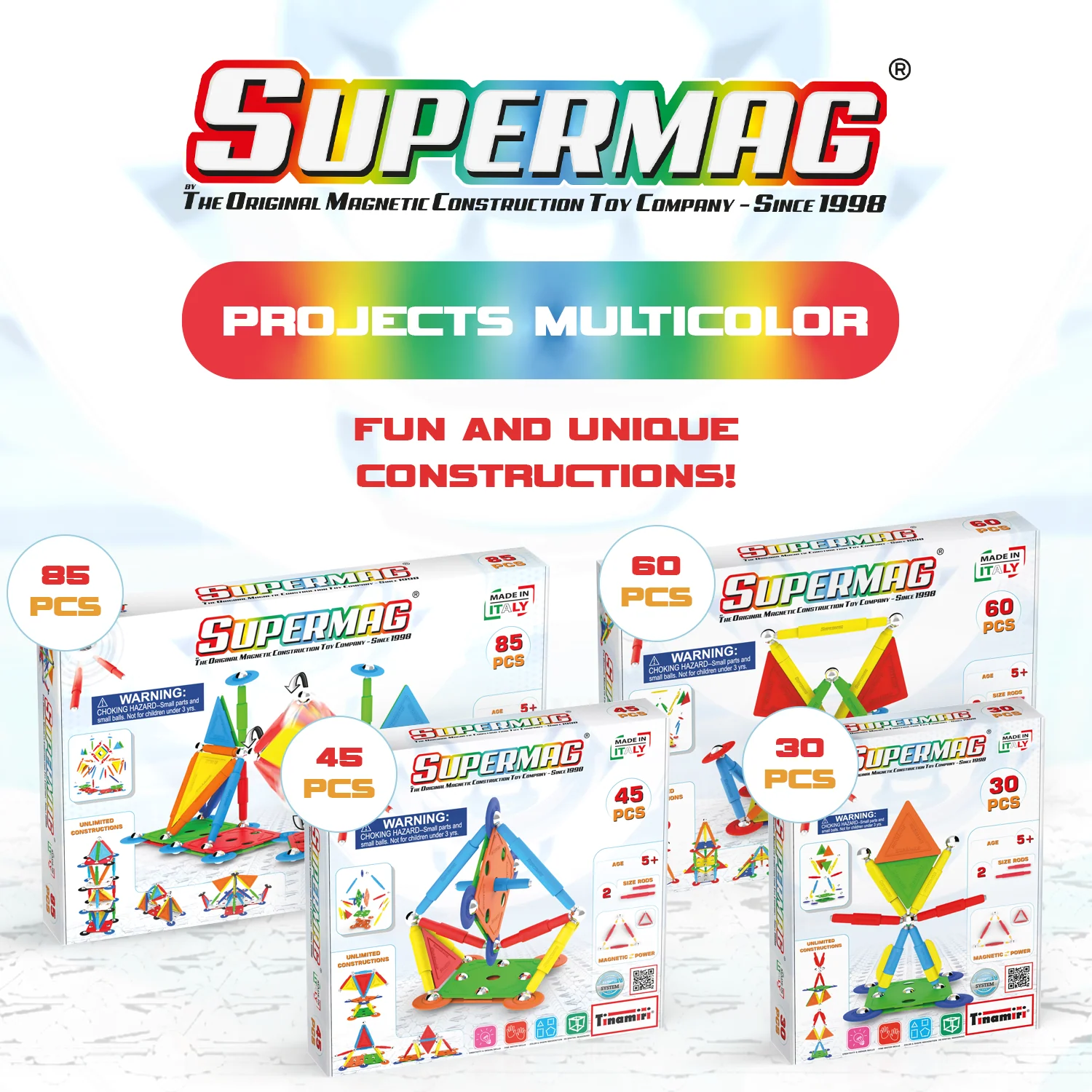 Tinamiri Supermag - Multicolor 45 - Magnetic Building Set, Educational construction fun, 45 piece set, Magnet Toys, 0651 - Image 8