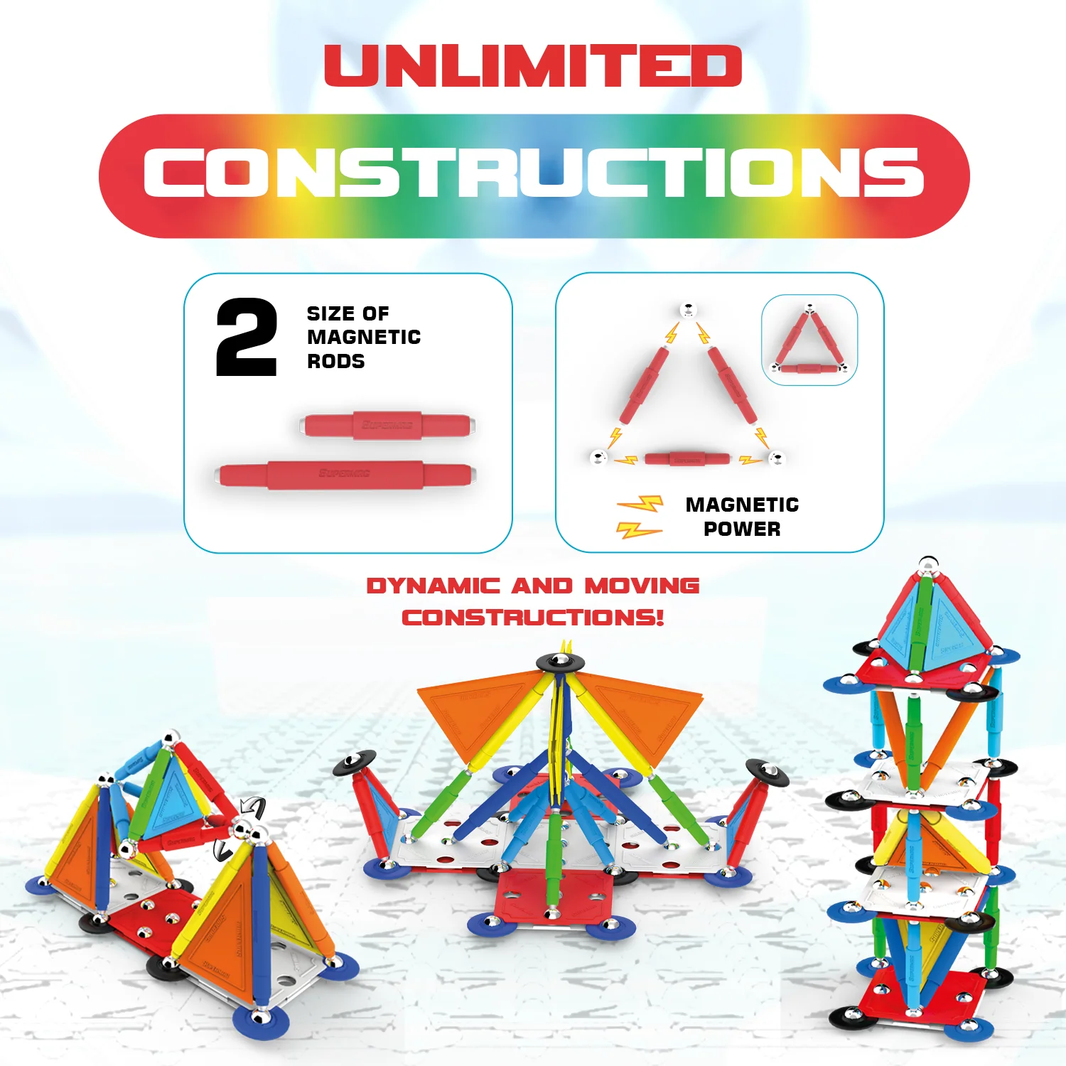 Tinamiri Supermag - Multicolor 85 - Magnetic Building Set, Educational construction fun, 85 piece set, Magnet Toys, 0658 - Image 4