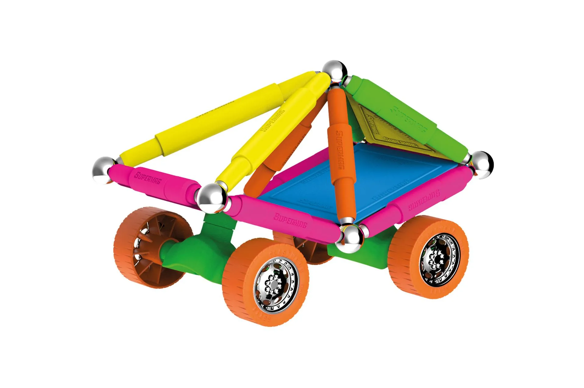 Tinamiri Supermag - Wheels 55 - Magnetic Building Set, Educational construction fun, 55 piece set, Magnet Toys, 0661 - Image 7