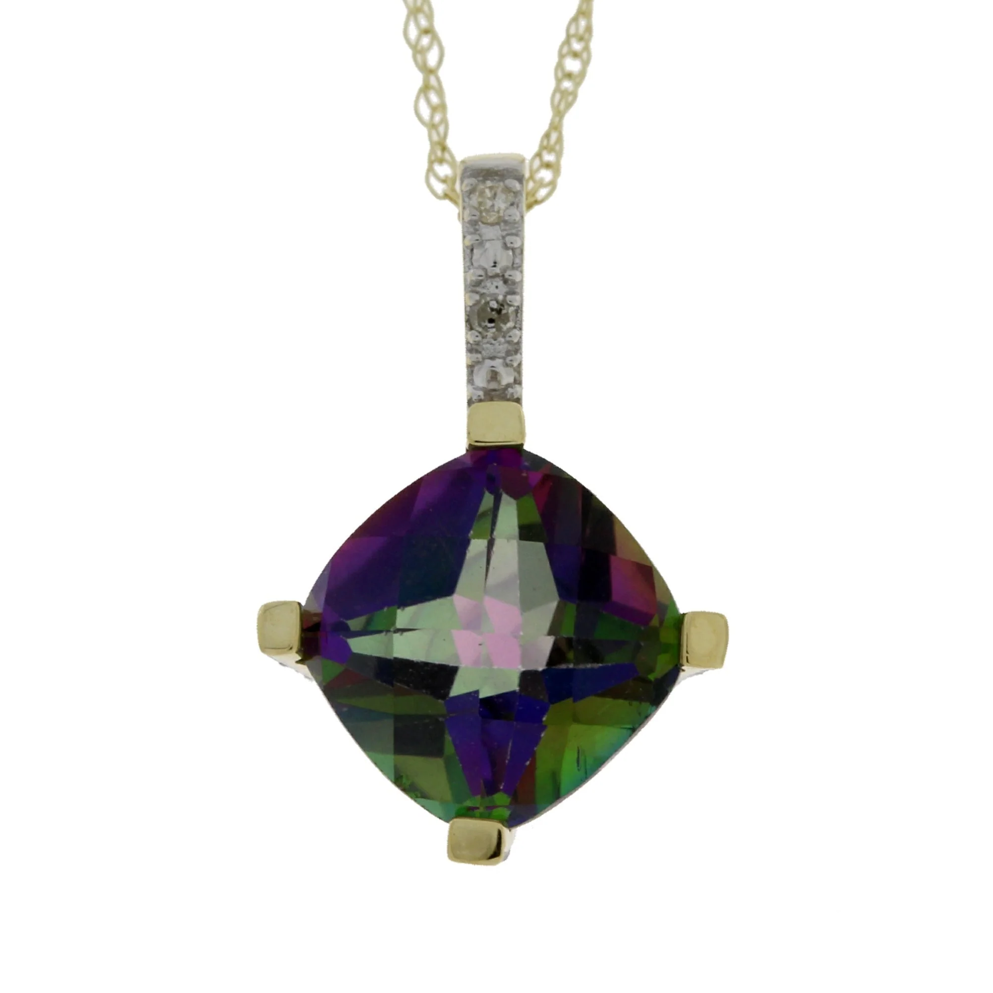 Treated Topaz Diamond Fashion Pendants 10KT Yellow Gold - Image 3