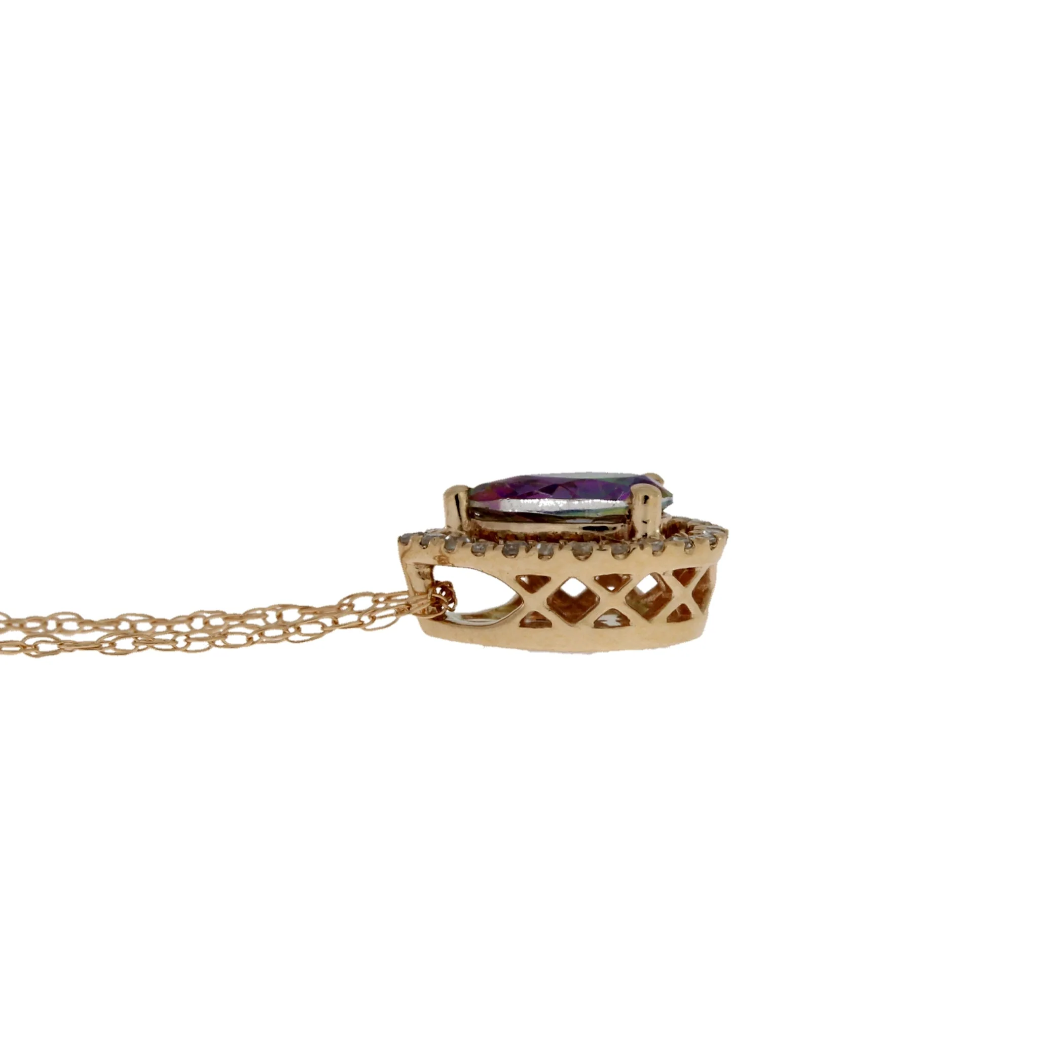 Treated Topaz Diamond Fashion Pendants 14KT Rose Gold - Image 2