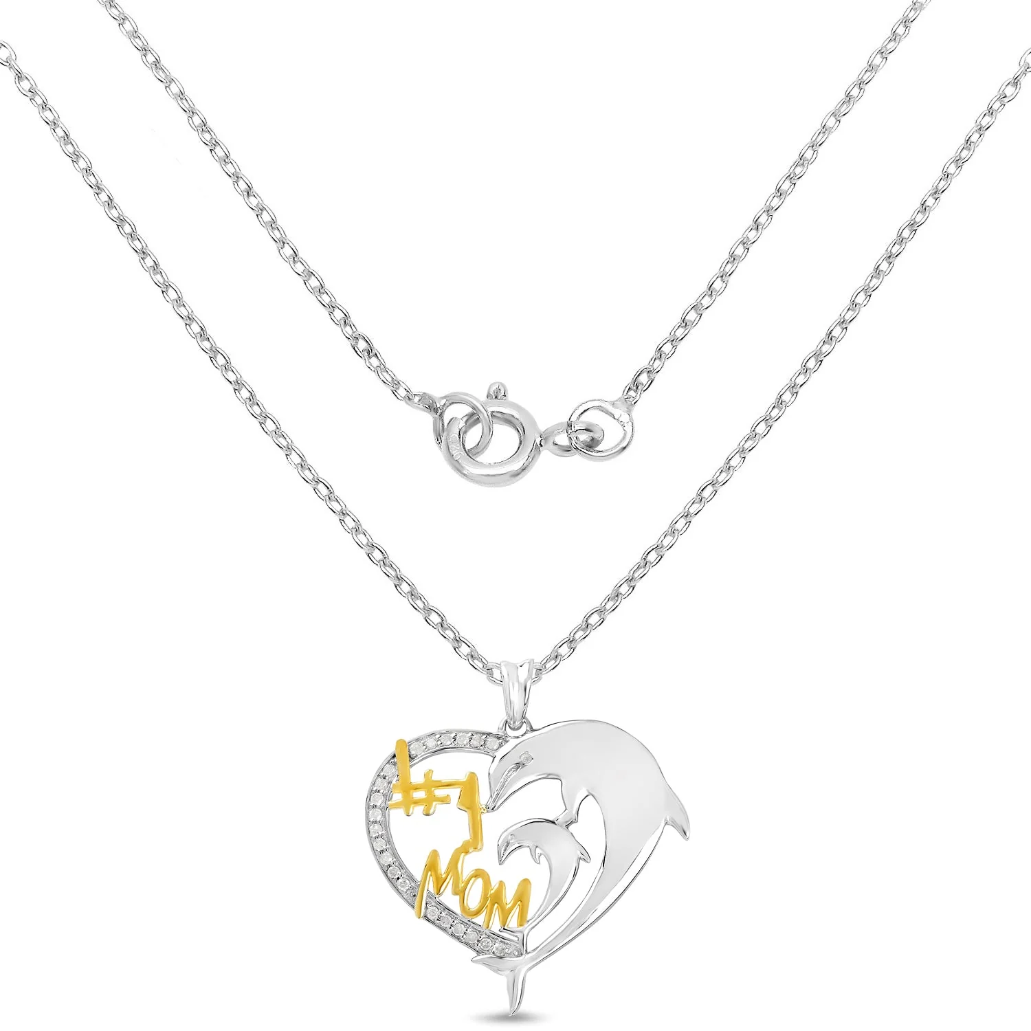 Two Tone Plated 0.14 Carat Genuine White Diamond .925 Sterling Silver Pendant - Image 2