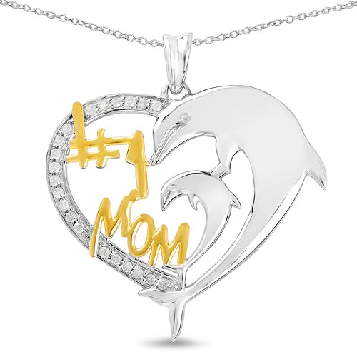 Two Tone Plated 0.14 Carat Genuine White Diamond .925 Sterling Silver Pendant - Image 3