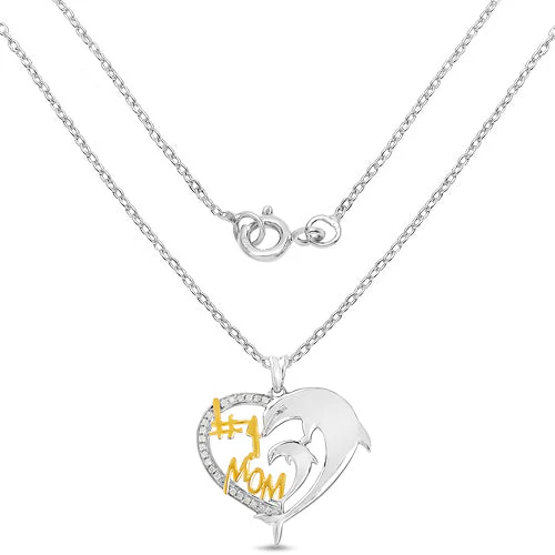 Two Tone Plated 0.14 Carat Genuine White Diamond .925 Sterling Silver Pendant - Image 4