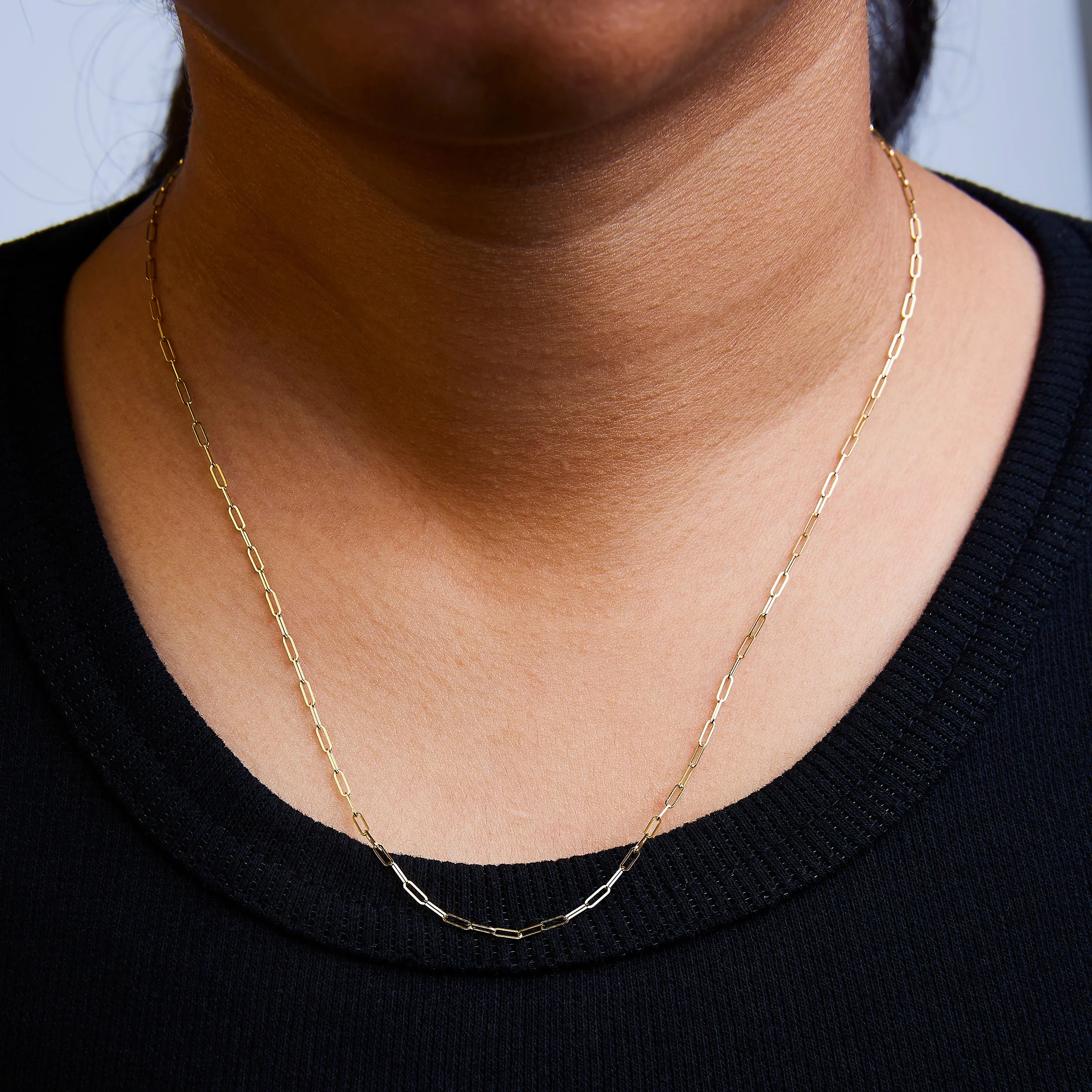 Unisex Solid 14K Yellow Gold 1.5mm Paperclip Chain Necklace - 18 Inches - Image 13