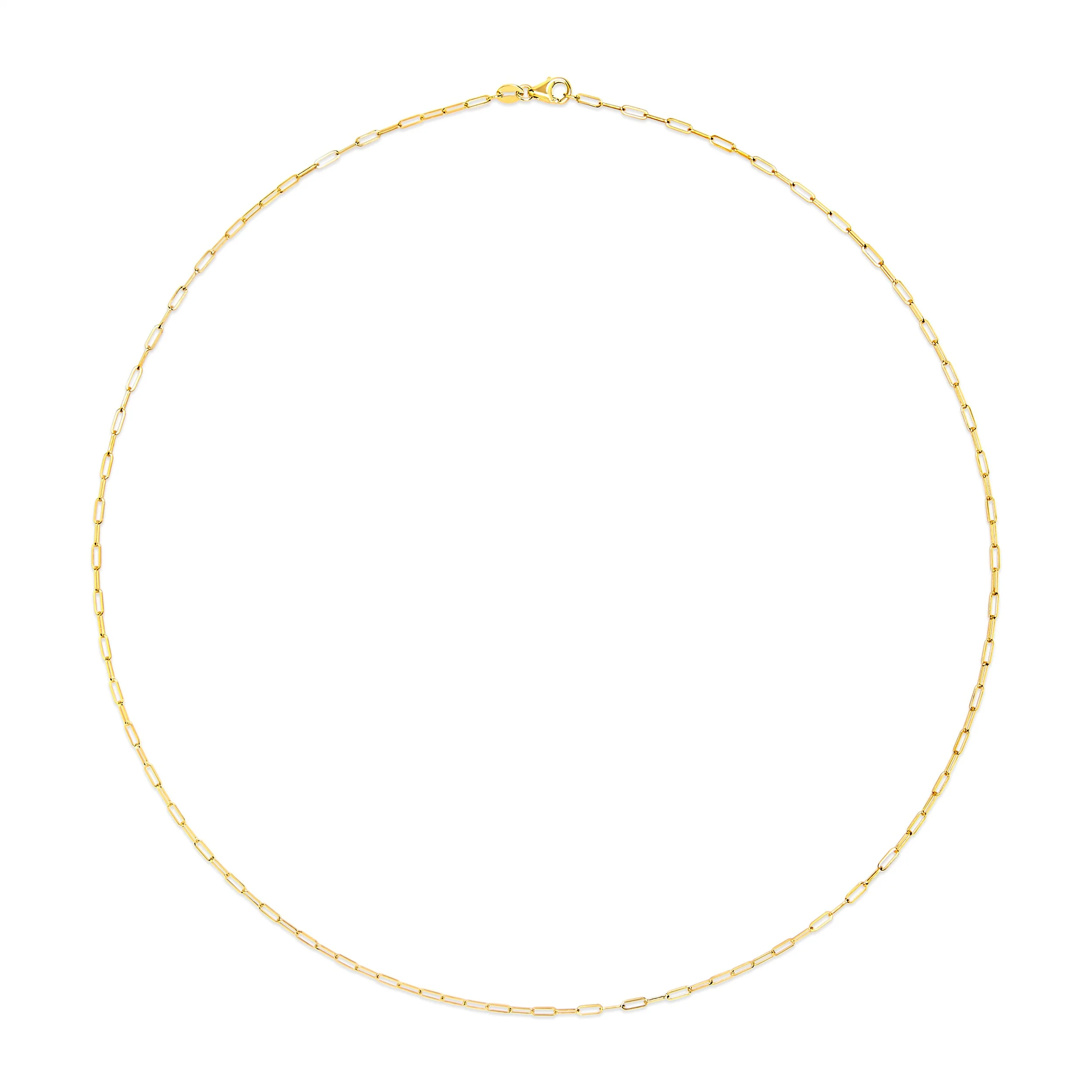 Unisex Solid 14K Yellow Gold 1.5mm Paperclip Chain Necklace - 18 Inches - Image 5