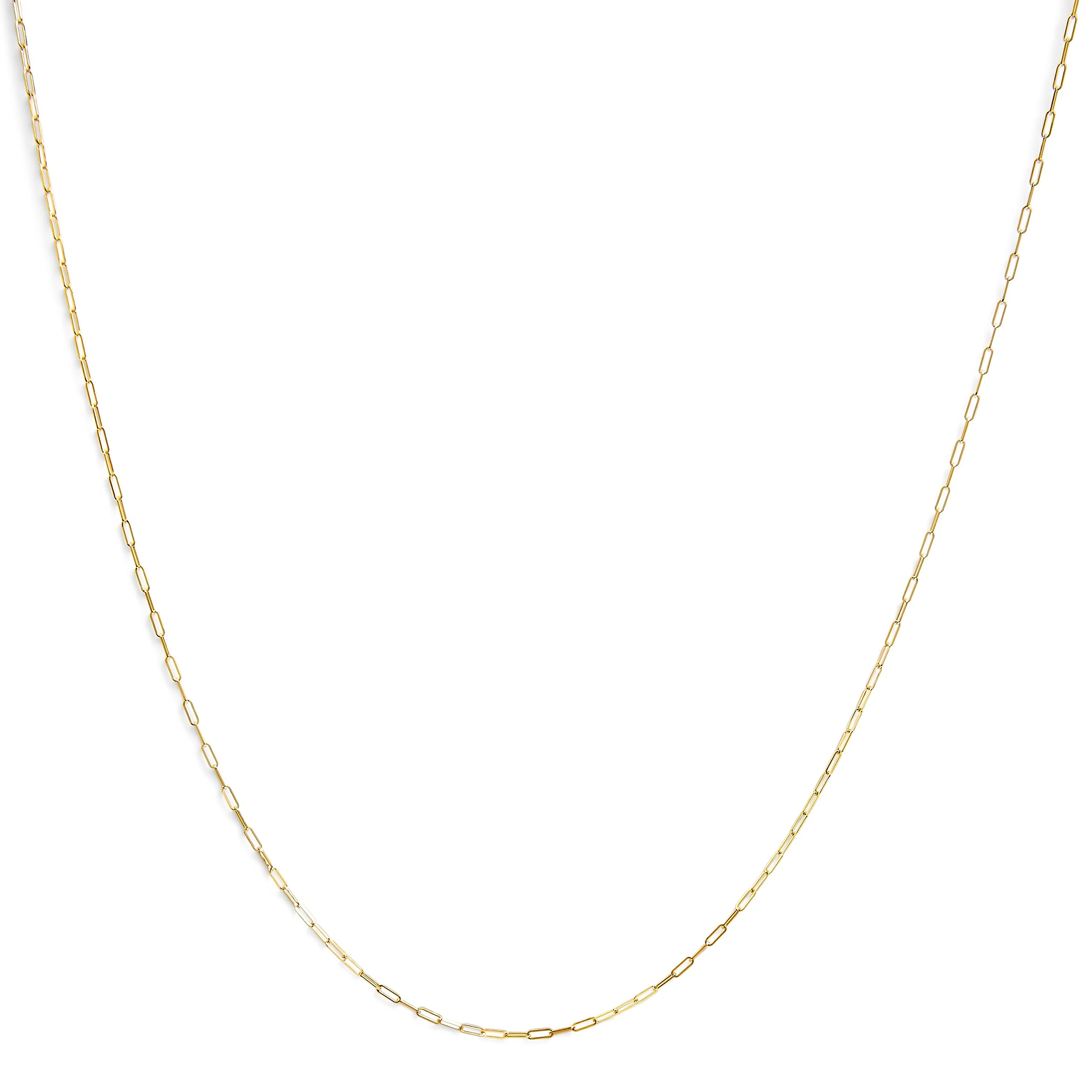 Unisex Solid 14K Yellow Gold 1.5mm Paperclip Chain Necklace - 18 Inches - Image 9