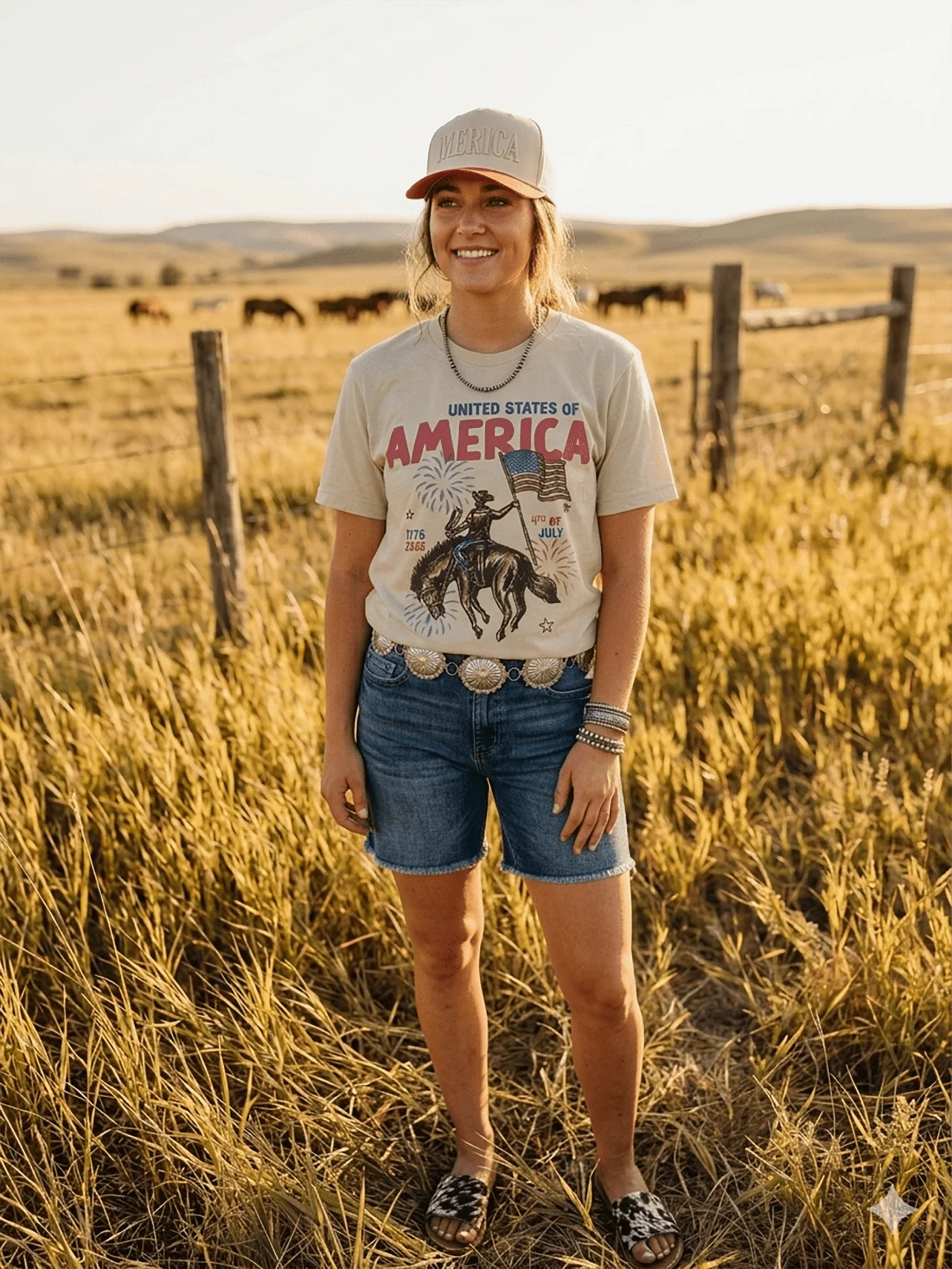 United States of America Cowboy Graphic Tee - Image 3