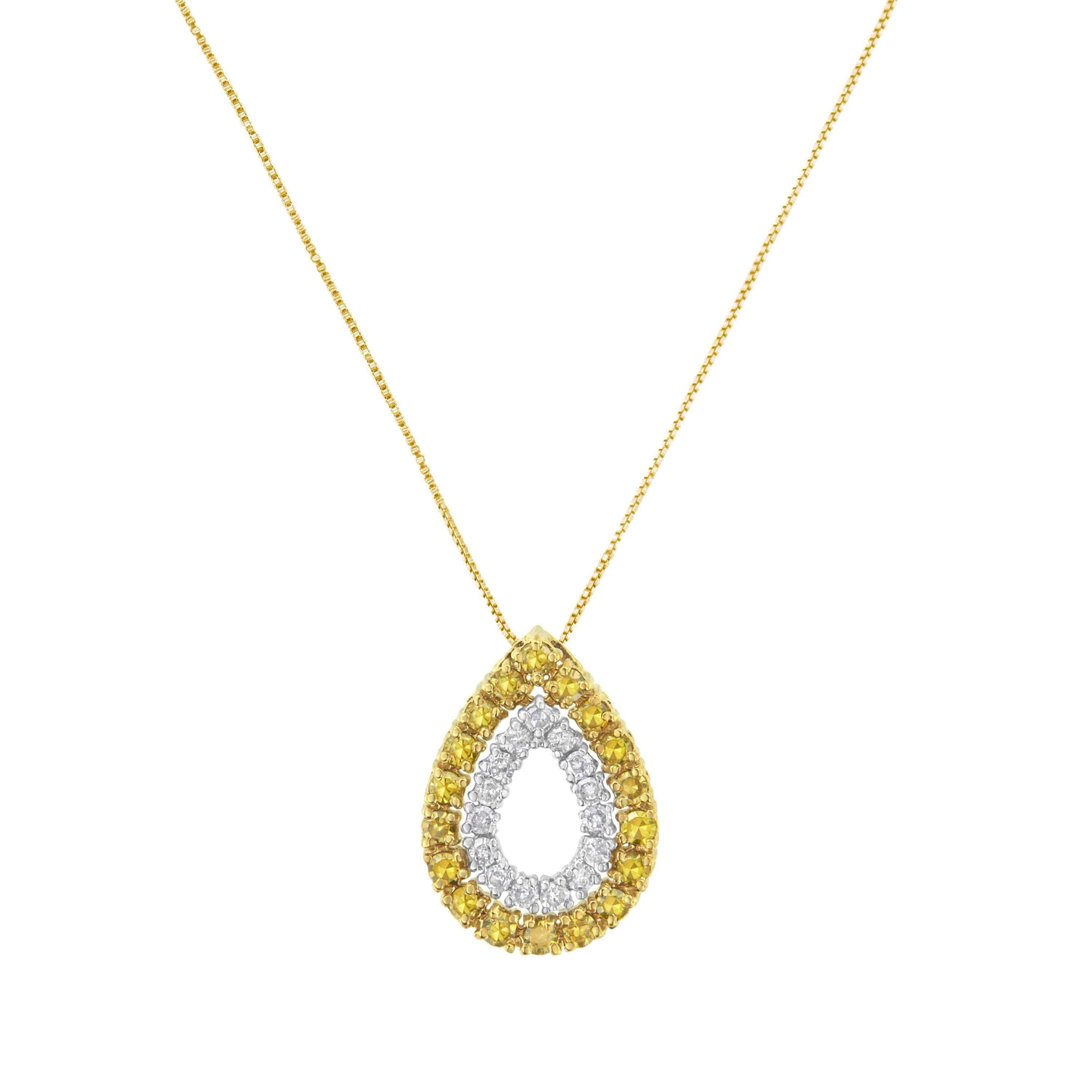 Yellow Gold Plated Sterling Silver Treated Yellow Diamond Pear Shape Pendant Necklace (1/2 cttw, Yellow Color, I2-I3 Clarity) - Image 5